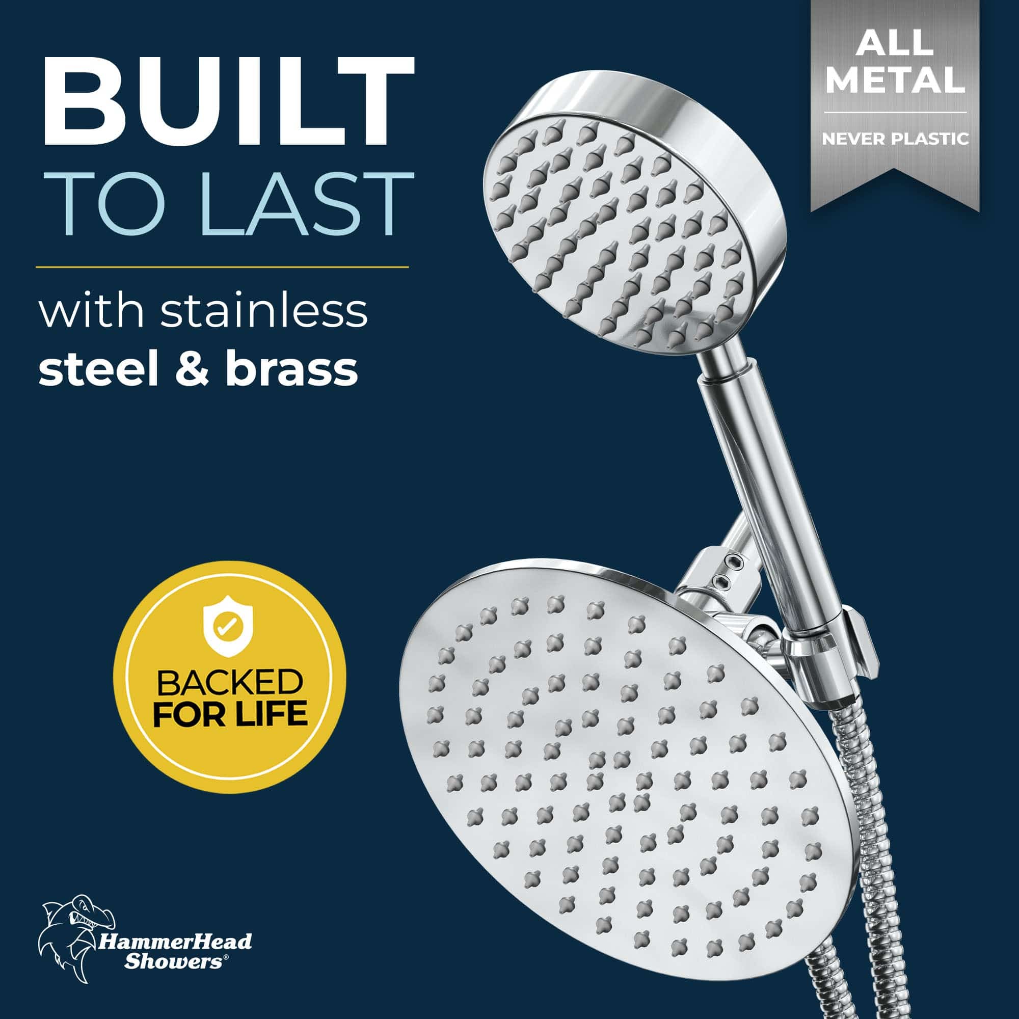 Premium All-Metal Dual Shower Head with Handheld Spray - 2.5 GPM Rain Shower & Diverter for Luxurious Bathroom Experience | Perfect for Spa-Like Relaxation & Easy Cleaning