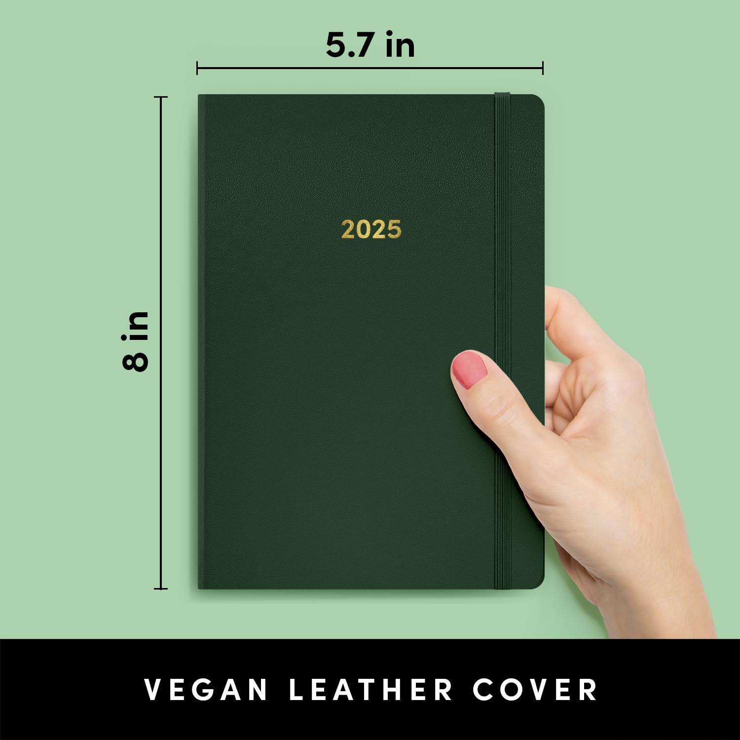 PAPERAGE 2025 Weekly & Monthly Planner Hardcover - Dark Green 12-Month Academic Calendar (Jan-Dec 2025), 5.7