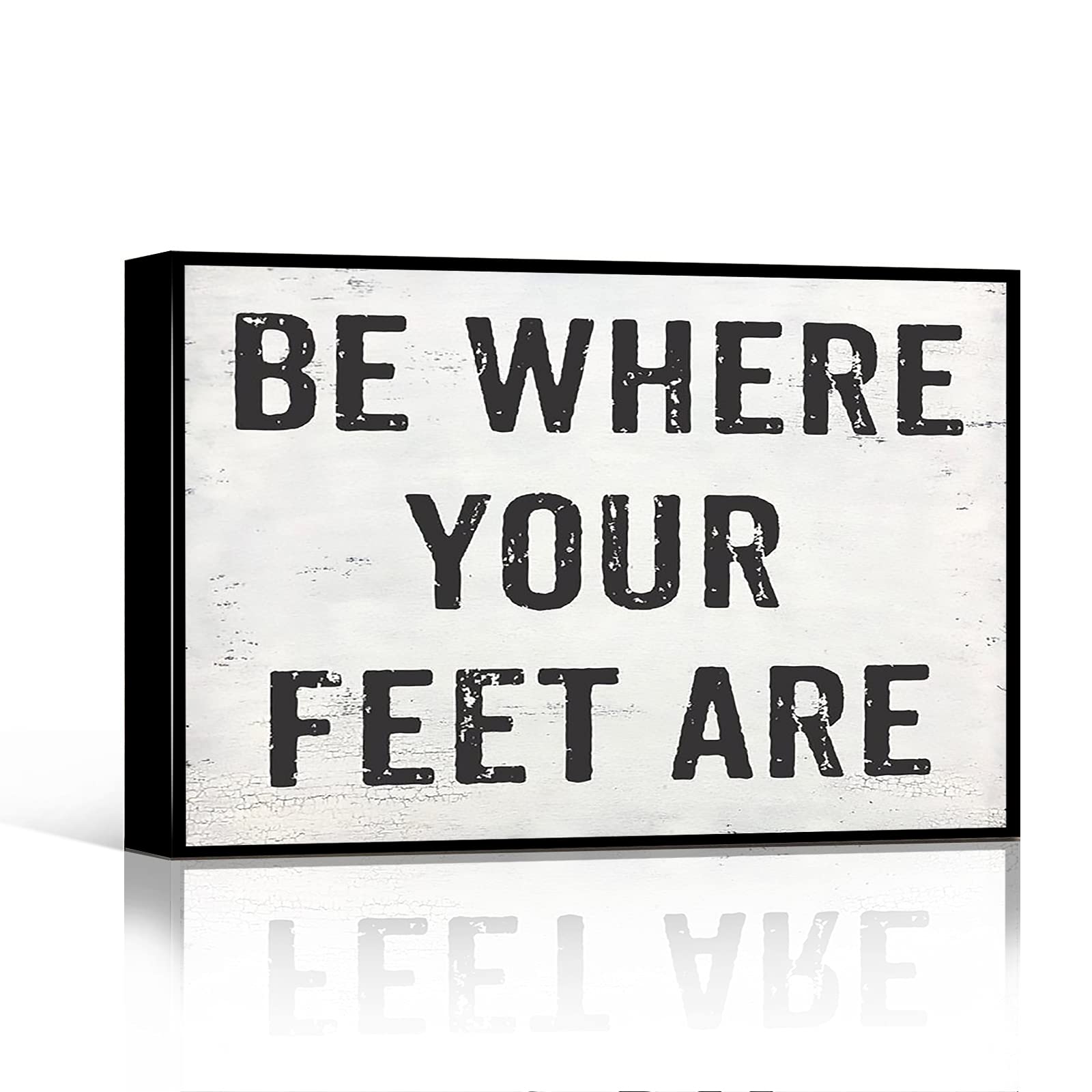Trendy Art Canvas Wall Decor - 12x16 Inch Framed Rustic Farmhouse Wall Art, Perfect for Bedroom & Housewarming Gifts - Be Where Your Feet Are Inspirational Home Decor