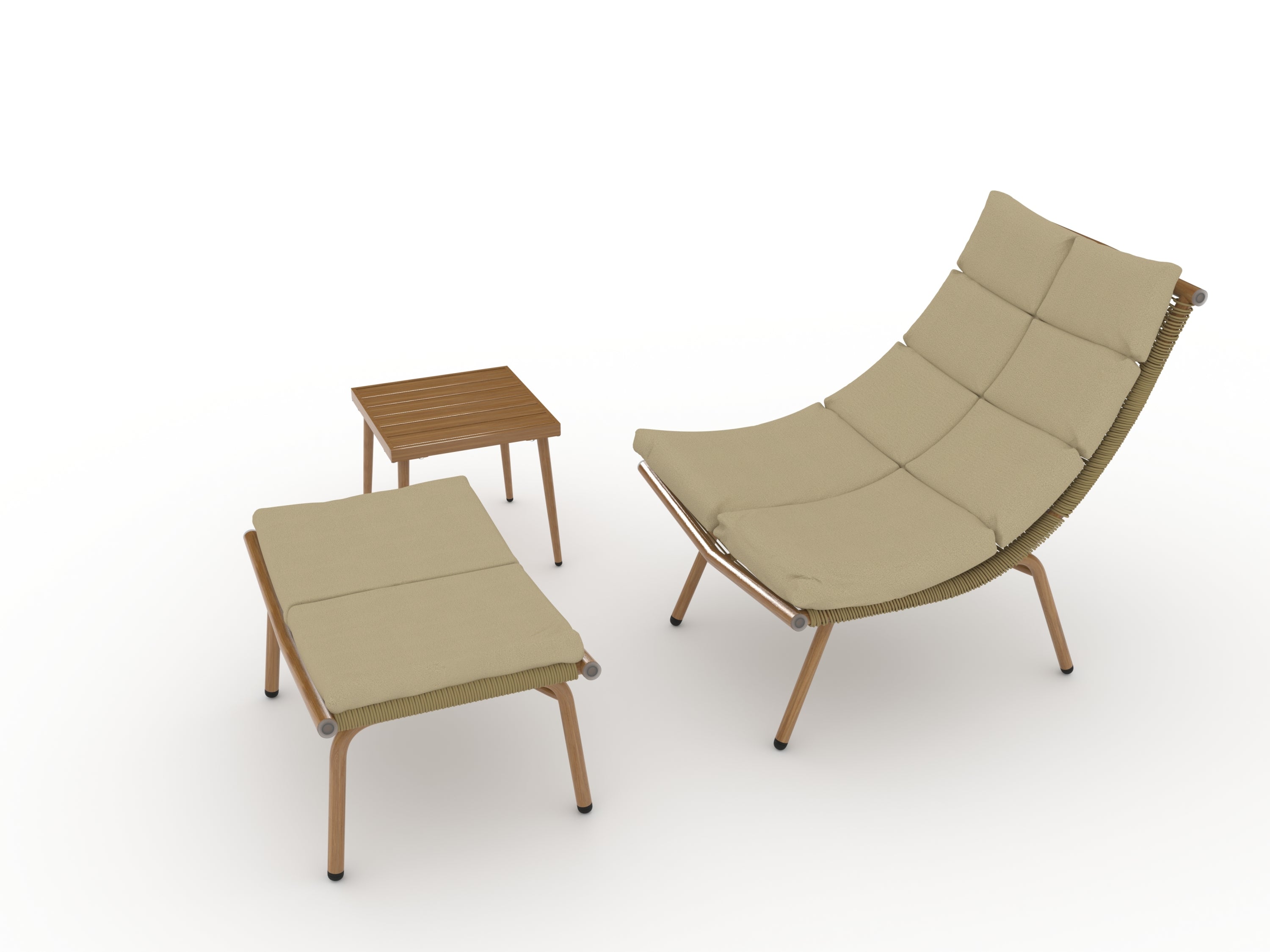 Wooden Chaise Lounge Chair with Side Table - Indoor & Outdoor Alloy Frame Recliner (380lbs Capacity) - Perfect for Camping, Gaming, Lunch Breaks, Garden Parties & Sunbathing