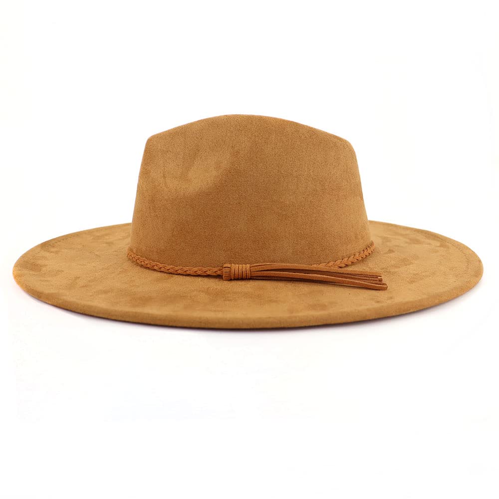 Stylish LIDHAY Wide Brim Fedora Hat for Women & Men - Western Suede Felt Panama Cowboy Hat - Perfect for Outdoor Activities, Beach Vacations, and Fashion Statements