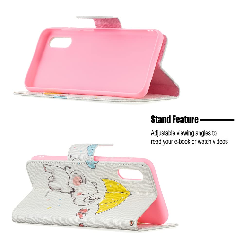 Samsung Galaxy A02 Case Flip Wallet Phone Cover with Kickstand & Card Holder - Luxury PU Leather Protective Case for Samsung A02/M02 (Elephant Design) - Perfect for Work, Travel & Everyday Use