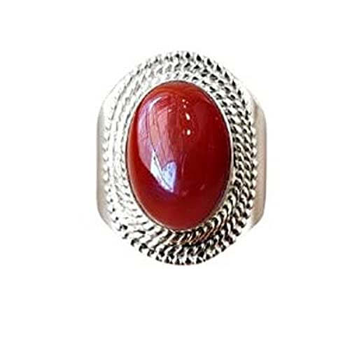 Genuine Red Onyx Gemstone Ring - 925 Sterling Silver Spiritual Jewelry, Handmade Wide Band Signet Ring for Women | Perfect Anniversary Gift for Mother, Wife & Loved Ones | Ideal for Meditation, Energy Healing & Special Occasions