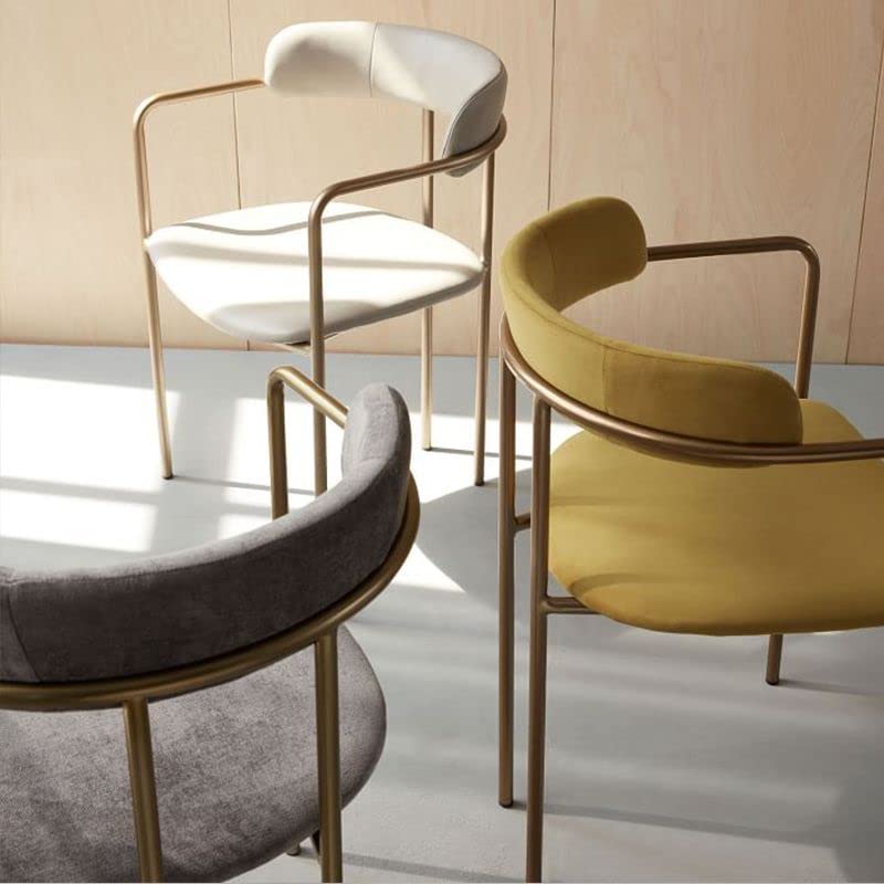 Modern Dining Chairs - Contemporary Gold Open Back Armchair for Kitchen, Dining Room & Cafe | Stylish Gray Upholstered Seat for Home, Restaurant & Milk Tea Shop (1-Piece) | Perfect for Small Spaces & Commercial Use