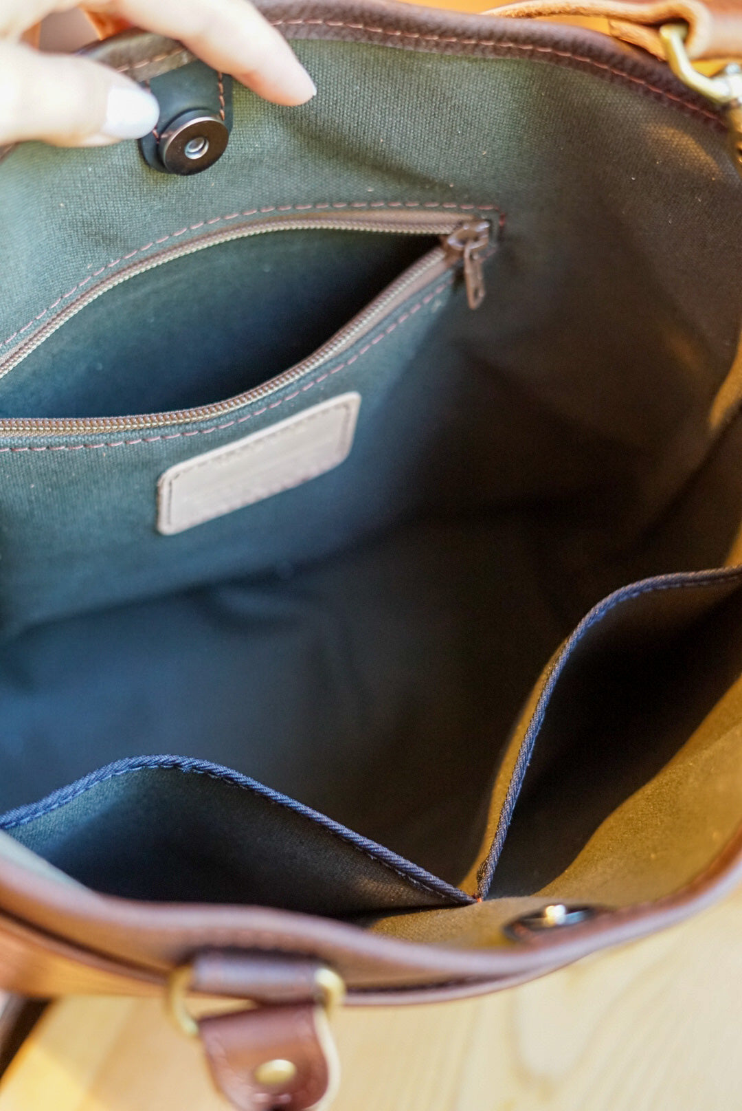 Stylish Two-Tone Handbag in Pebbled Brown & Dark Amber Harness Leather - Perfect for Work, Travel, and Everyday Use