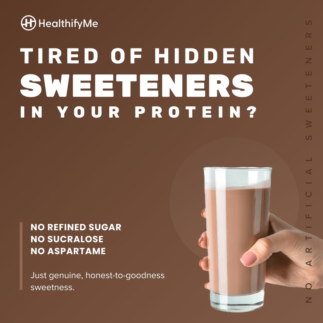 Healthifyme 100% Whey Protein Powder - 1 KG (2.2 lbs) | Whey Isolate & Concentrate Blend | 25.5g Protein per Serving | Digestive Enzymes Added | No Sugar, Preservatives | Muscle Recovery & Growth | Double Chocolate Flavor | Ideal for Post-Workout & Fitness Enthusiasts