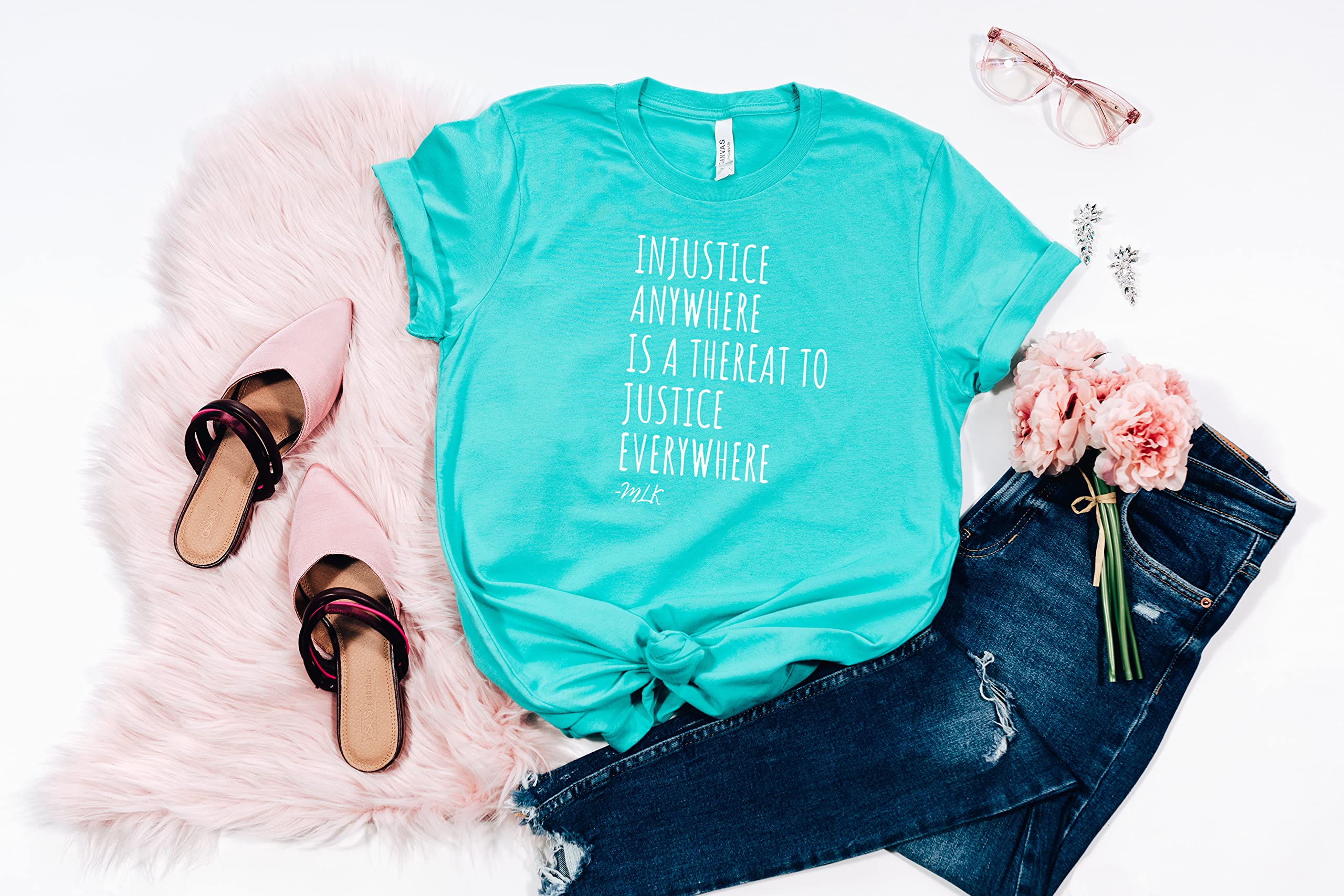 Martin Luther King Jr. T-Shirt - Injustice Anywhere is a Threat to Justice Everywhere Shirt | MLK Shirt, Black Lives Matter Activist Tee for Protests & Social Justice Events