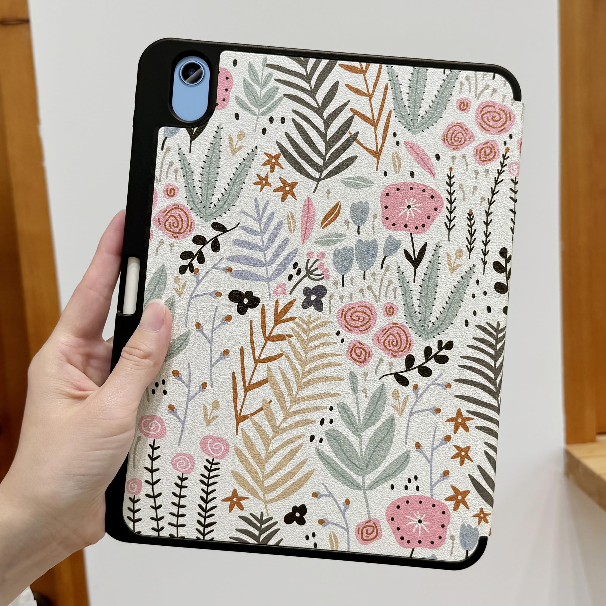 DONGKE iPad 11th Generation 11 Inch 2025 (A16 Chip) & iPad 10th Generation 10.9 Inch 2022 Case with Pencil Holder - Auto Wake/Sleep, Trifold Stand Soft TPU Protective Cover, Creative Floral Design - Perfect for Work, Study & Travel