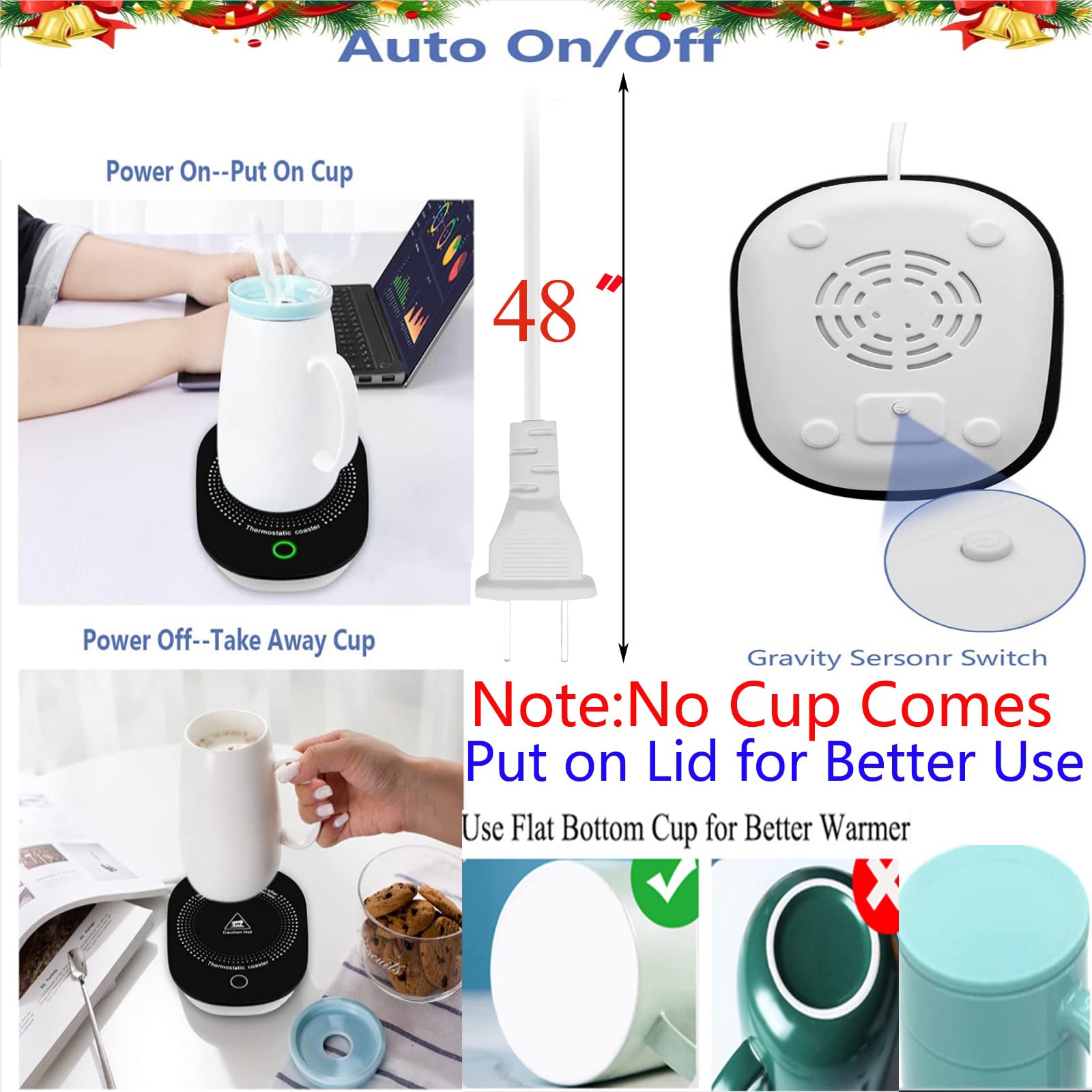 Electric Coffee Mug Warmer for Desk with Auto Shut Off - USB Cup Warmer for Office & Home - Perfect Coffee Gift for Coworkers & Coffee Lovers - Keep Coffee Warm While Working, Studying or Relaxing