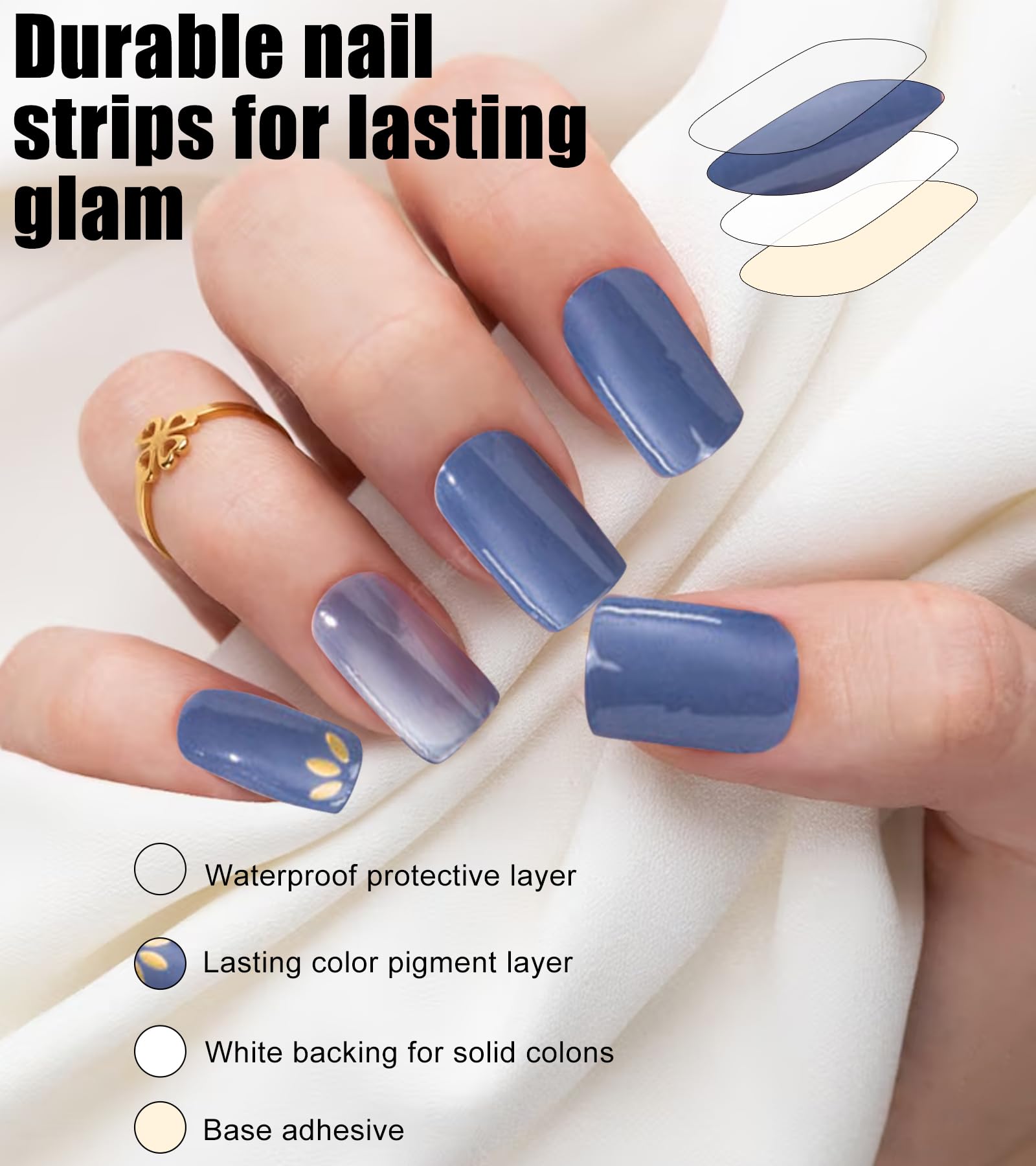 Chiosa 16-Pack UV Gel Nail Polish Strips | Long Lasting Blue Nail Art Stickers with Stencils | DIY Salon Quality Manicure at Home | Perfect for Parties, Weddings & Special Occasions