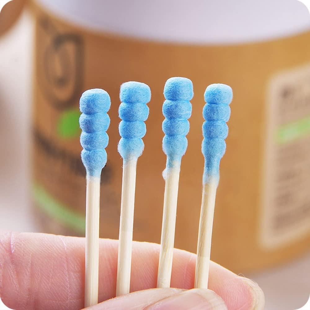 VOXBIT 200pcs Disposable Bamboo Cotton Swabs - Eco-Friendly Wooden Sticks with Soft Cotton Tips for Ear Cleaning, Makeup, First Aid & Beauty Care (200pc/Box) | Perfect for Home, Travel & Salon Use
