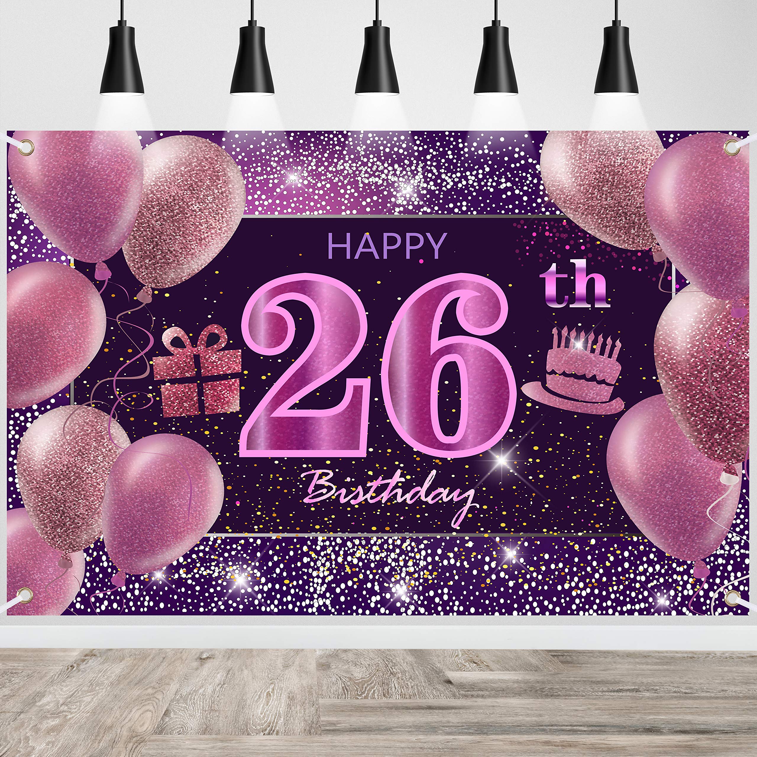 IMISI Pink 26th Birthday Banner & Backdrop Decorations for Women - Perfect for Girls' Birthday Parties, Photo Booths & Celebrations