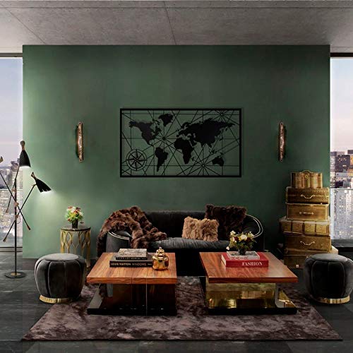 BAUPOR 3D World Map Metal Wall Art Decor - Modern Home Office Bedroom Living Room & Outdoor Wall Decor - Perfect for Travel Lovers & Geography Enthusiasts