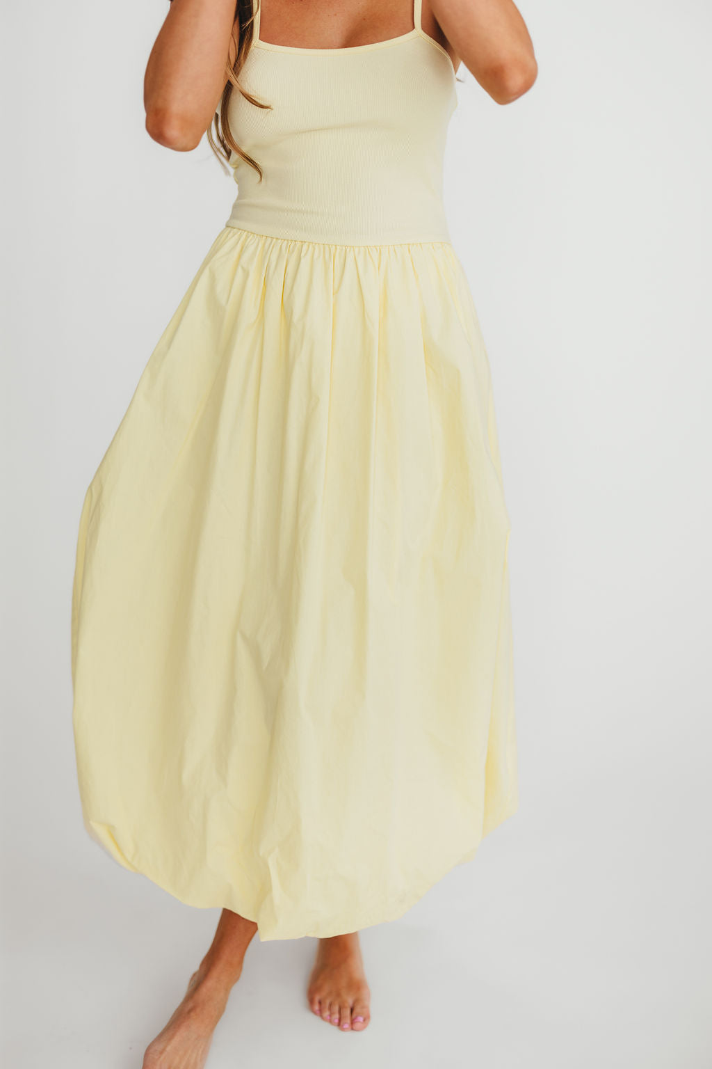 Marisol Bubble Maxi Dress in Yellow - Flowy Summer Beach Dress for Women | Perfect for Vacations, Weddings & Outdoor Parties