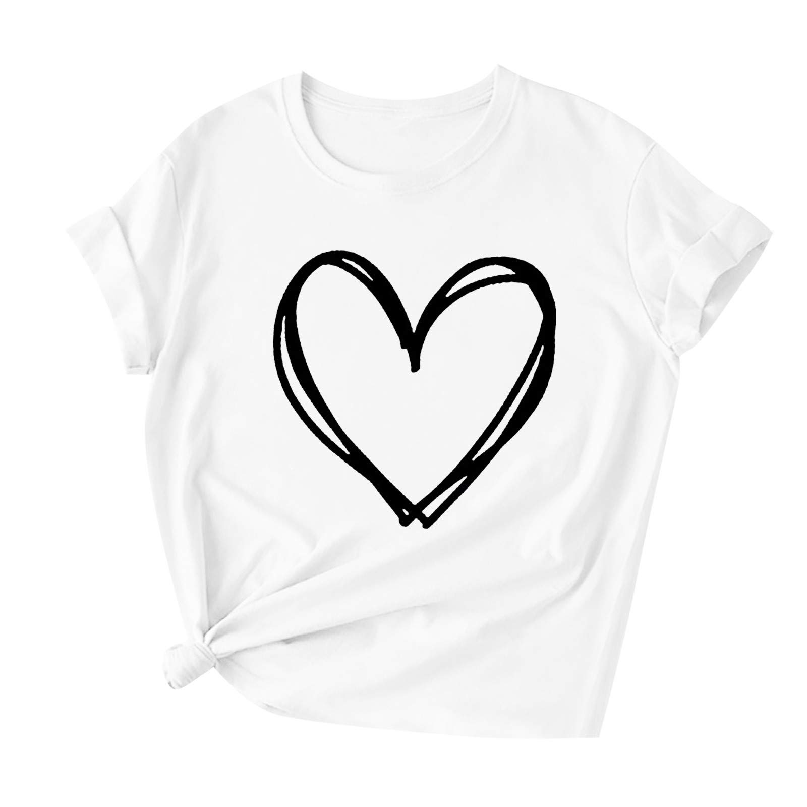 Women's Fashion Valentine's Day Print Short Sleeve T-Shirt - Novelty Graphic Tee in White | Perfect for Date Nights, Gifts & Casual Wear