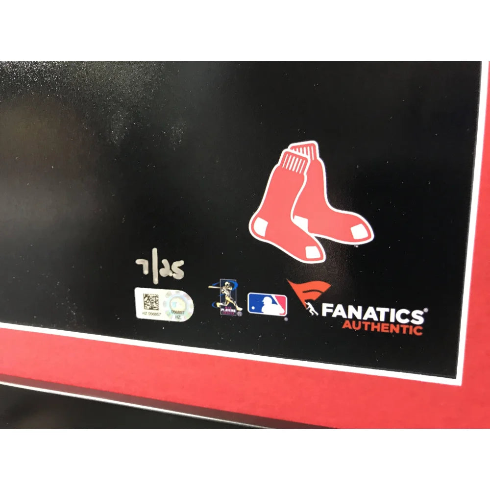 Dustin Pedroia Autographed Boston Red Sox 20x24 Framed Photo with COA - Limited Edition #D/25 by Fanatics - Perfect for Sports Memorabilia Collections and Red Sox Fan Cave Decor