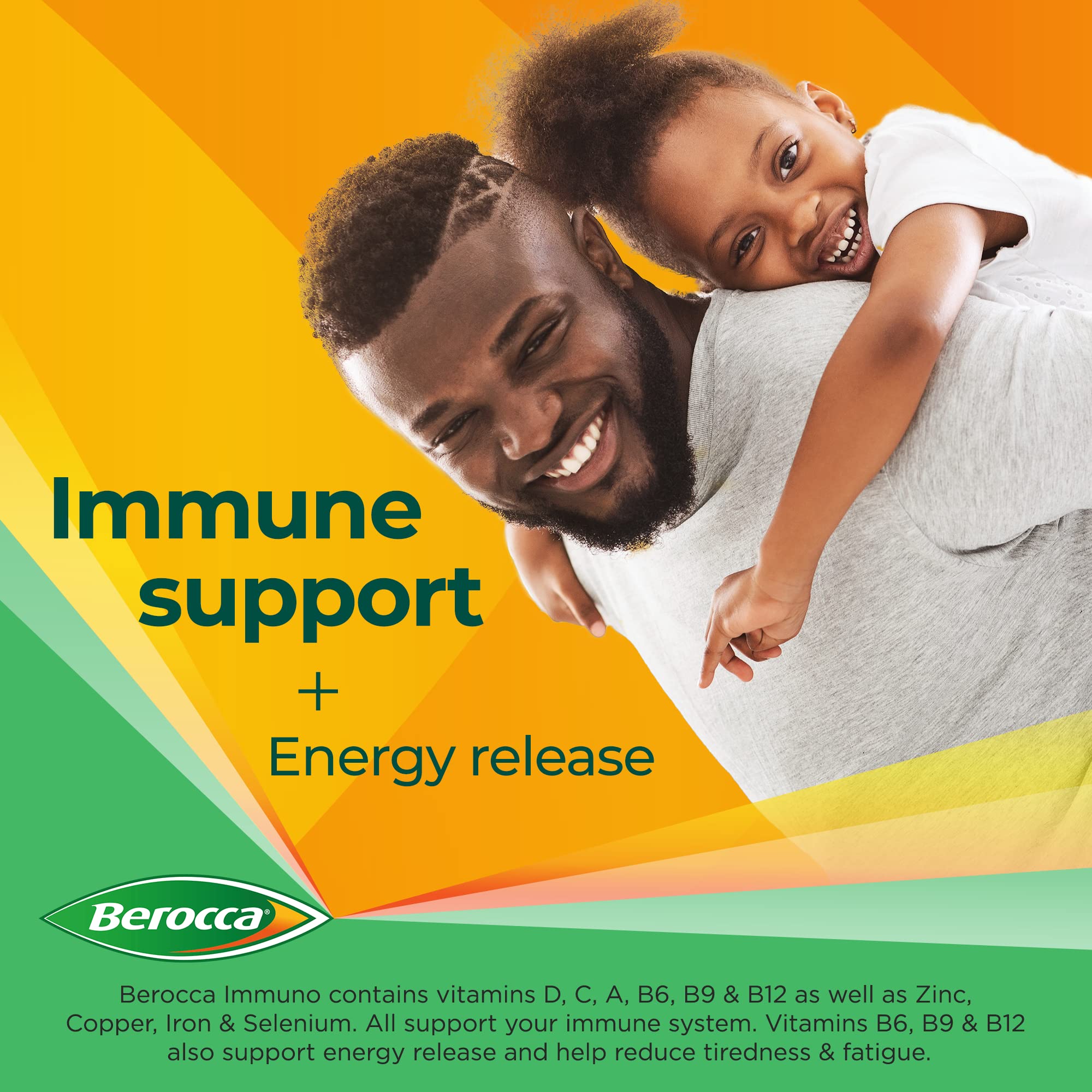 Berocca Immuno Energy & Immune Support Supplement - 15 Effervescent Tablets for Daily Wellness & Immune Boost | Perfect for Travel, Workout & Busy Lifestyles