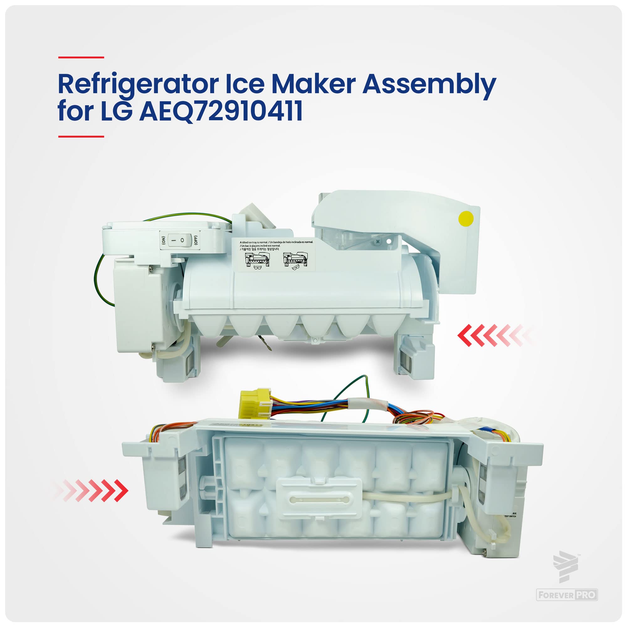 ForeverPRO AEQ72910411 Ice Maker Assembly Kit Replacement for LG Freezer Model 2629334 & PS7788168 - Perfect for Home Kitchen Appliance Repair and Maintenance