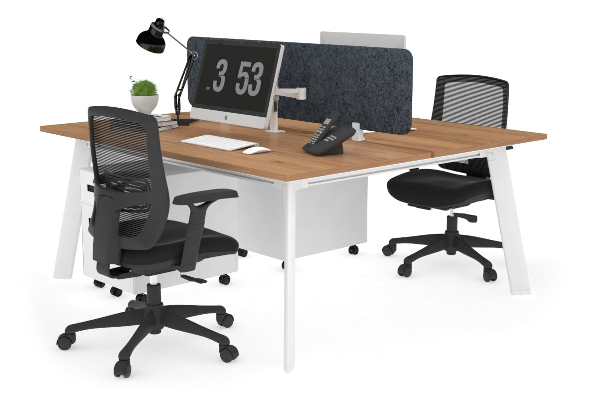 2 Person Workstation with White Frame - 1800L x 800W Switch Desk with Cable Management Scallop for Office & Home Workspace