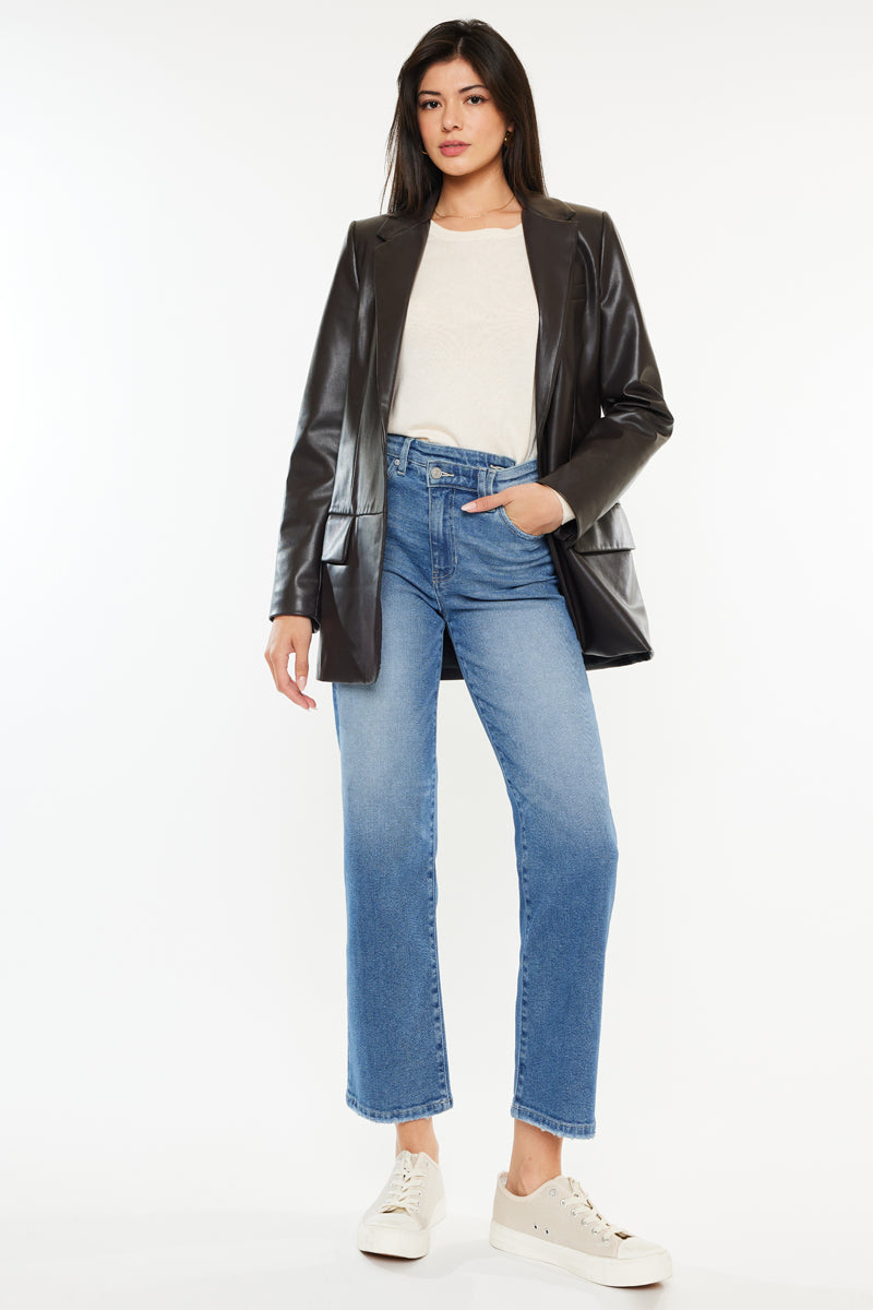 Bethany High Rise 90's Criss Cross Straight Leg Jeans for Women | Vintage Denim Pants | Perfect for Casual Wear, Street Style & Retro Outfits