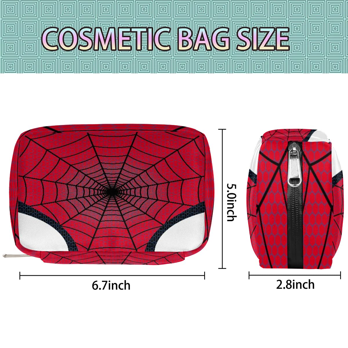 Kids Toiletry Bag for Boys - Waterproof Spider Web Design Travel Cosmetic Bag for Toddlers | Perfect for Weekend Trips, Sleepovers & Camping Accessories