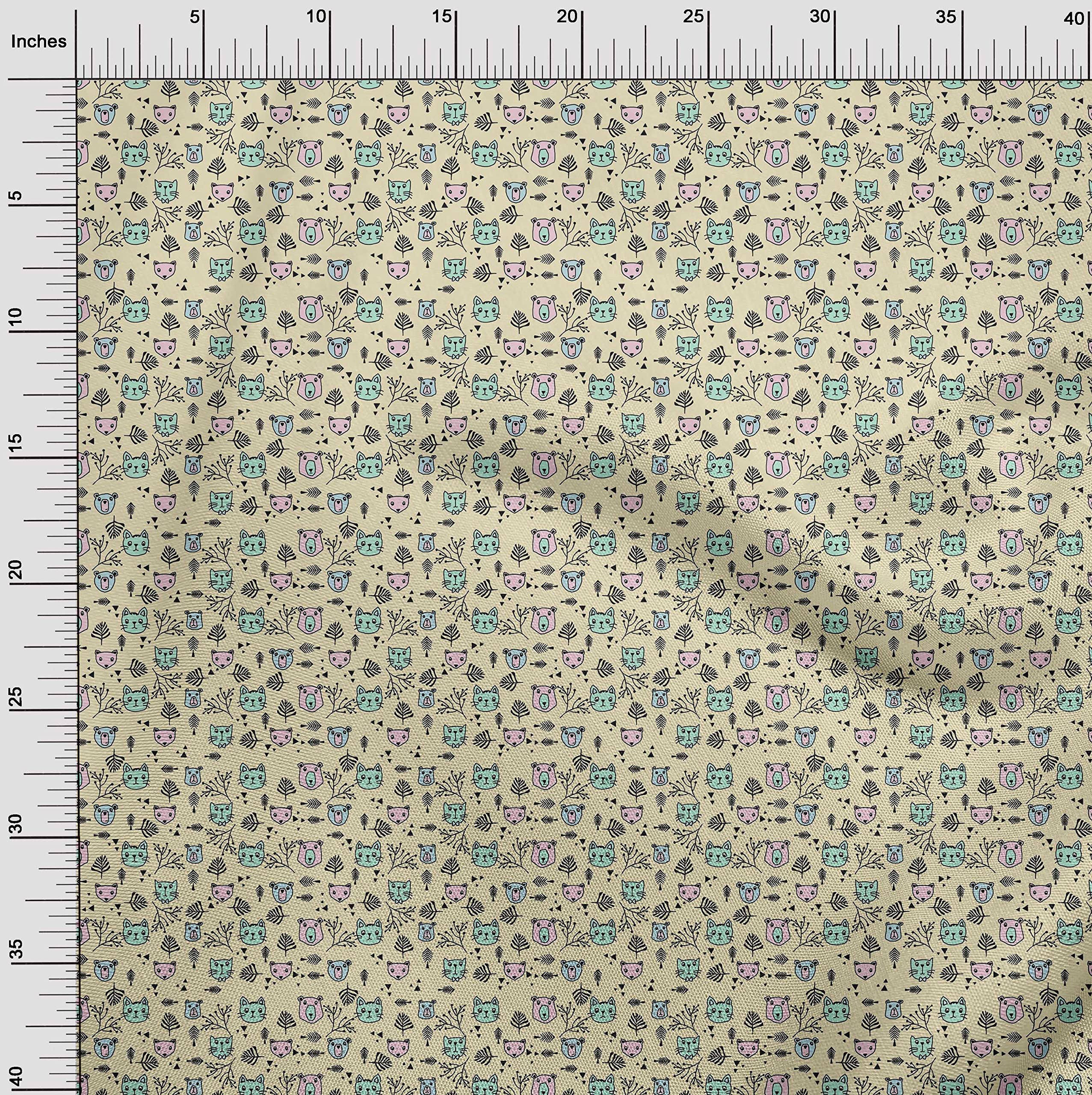 Premium 100% Cotton Poplin Fabric - Yellow Animal Print for Kids DIY Sewing Projects, 42 Inch Wide - Perfect for Clothing, Quilting, and Craft Supplies | Soft, Durable Material for Dressmaking, Home Decor & Sewing Beginners