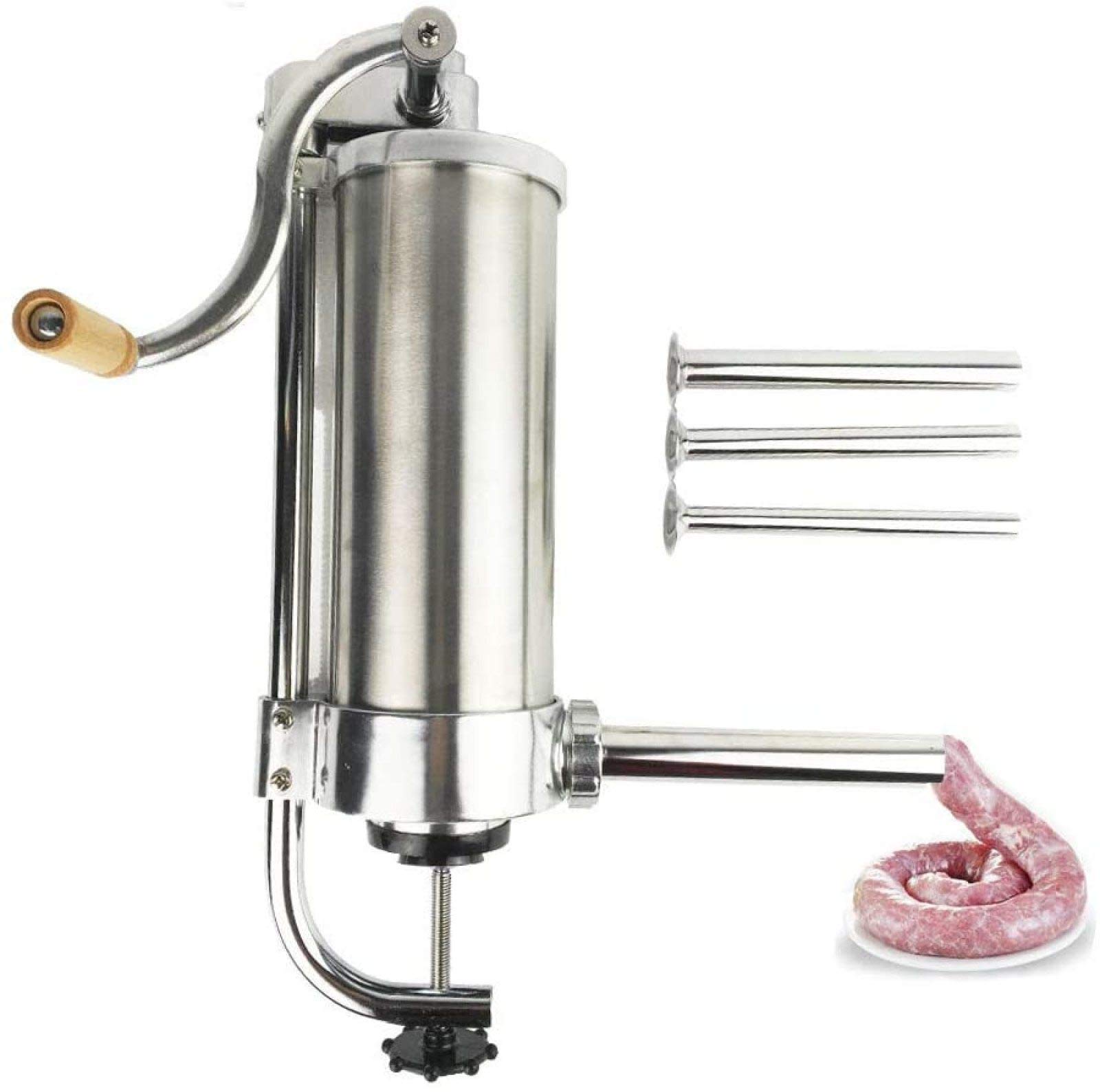 Stainless Steel Sausage Stuffer Machine - Horizontal Meat Filler for Homemade Sausage Making | Perfect for Kitchen, BBQ Party & Food Processing Business
