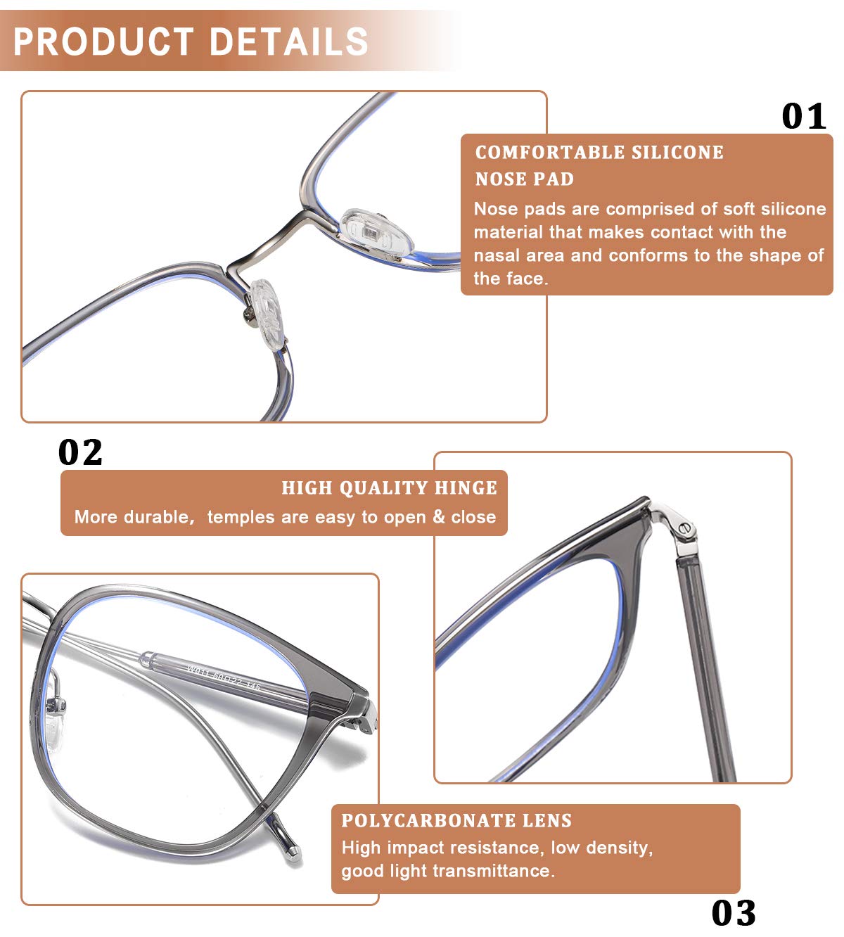 DUCO Blue Light Blocking Glasses for Women & Men - Computer Eyewear for Work & Gaming