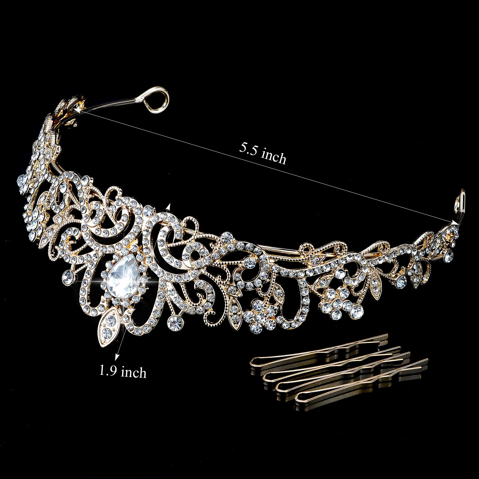 Elegant CIEHER Gold Tiara Crown for Women & Girls - Princess Bridal Wedding, Prom, Quinceañera, Birthday & Christmas Hair Accessories | Perfect for Parties, Pageants & Special Occasions