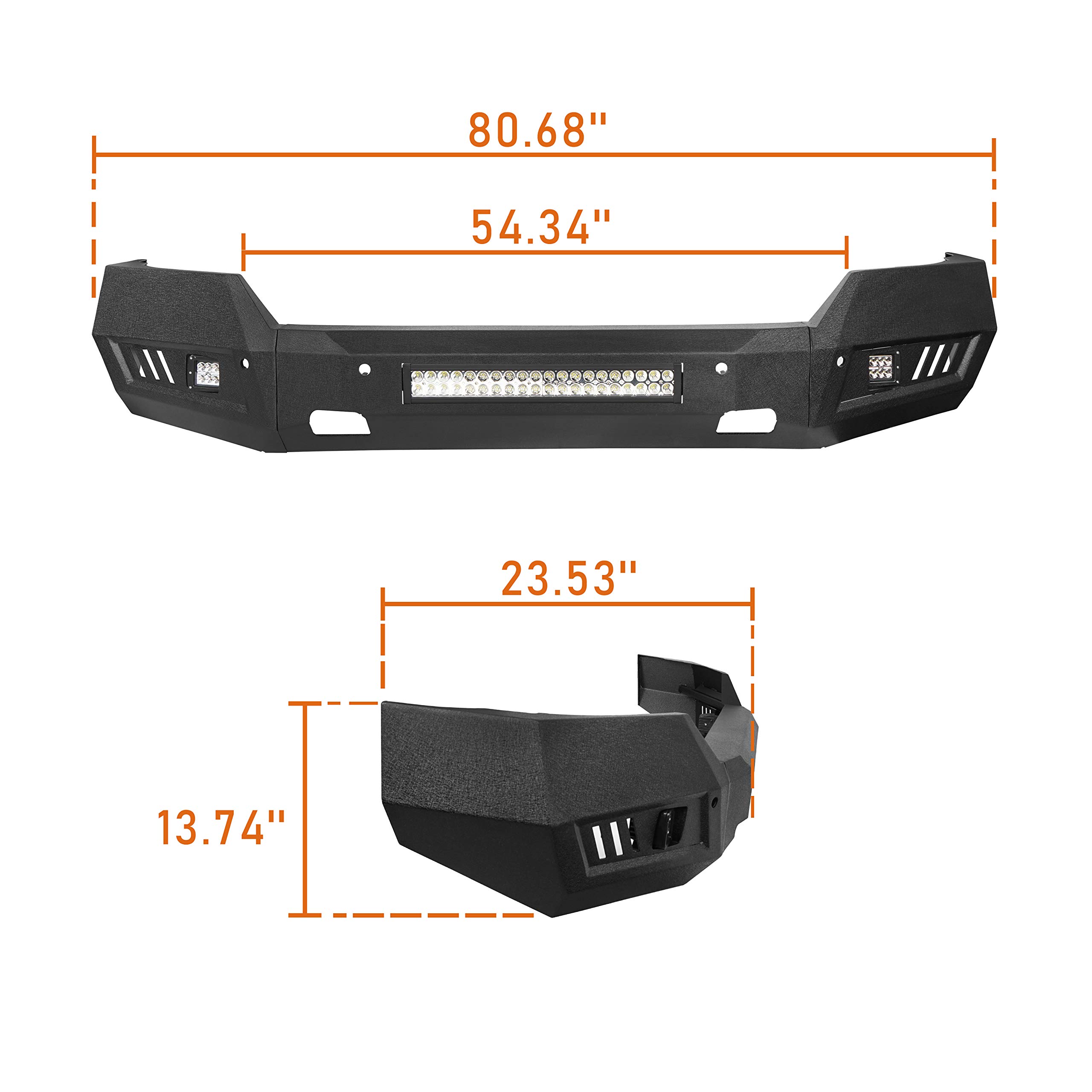 2016-2018 Chevy Silverado 1500 Full Width Front Bumper with LED Lights | Heavy Duty Truck Bumper Replacement | Off-Road & Urban Driving Upgrade