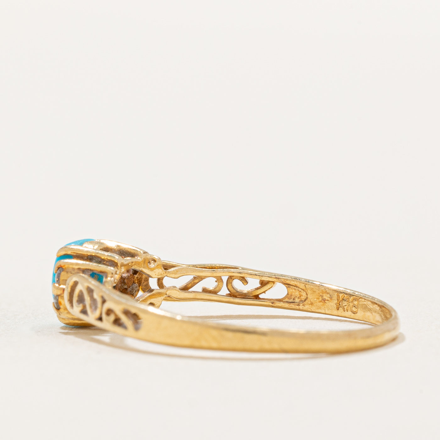 Turquoise and Diamond Ring - 0.30ct Center Stone with 0.02ctw Accents - Size 6.75 - Elegant Jewelry for Women, Perfect for Weddings, Anniversaries & Special Occasions
