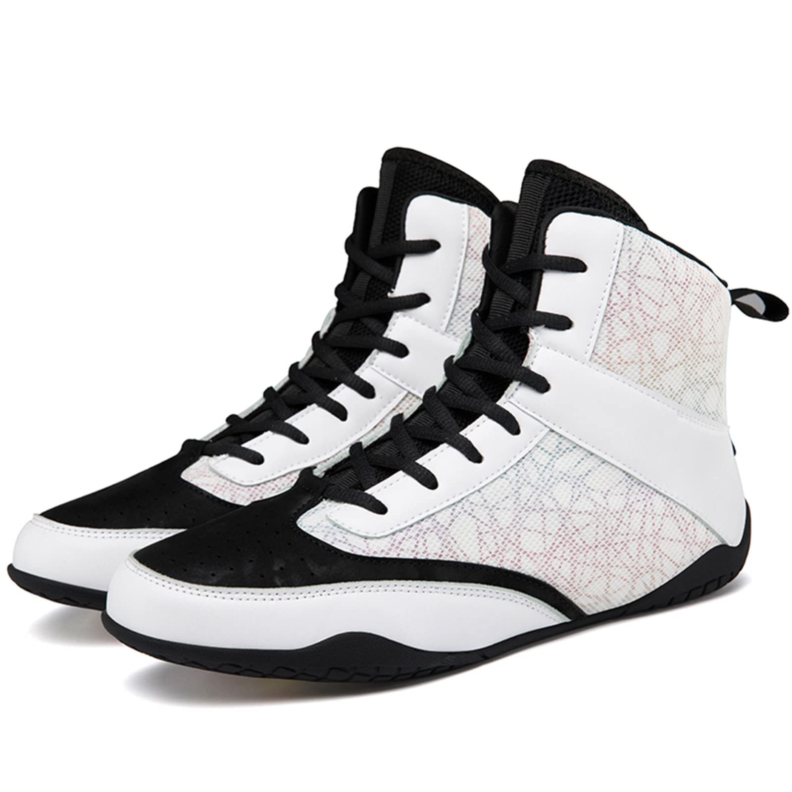 EMDPBD Men's Boxing Shoes for Sparring, Combat Training, Wrestling & Gym Workouts - Lightweight & Durable White Boxing Footwear (Size 6.5) - Perfect for Boxing Rings, MMA Training & Weightlifting