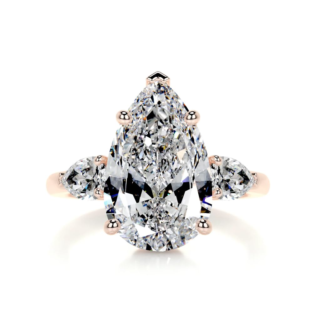 4 CT Pear Moissanite Three Stone Wedding Ring for Women - Handmade Bridal Engagement Ring in Sterling Silver, 10K/14K/18K Solid Gold - Elegant Anniversary Promise Gift for Her - Perfect for Proposals, Weddings & Romantic Occasions
