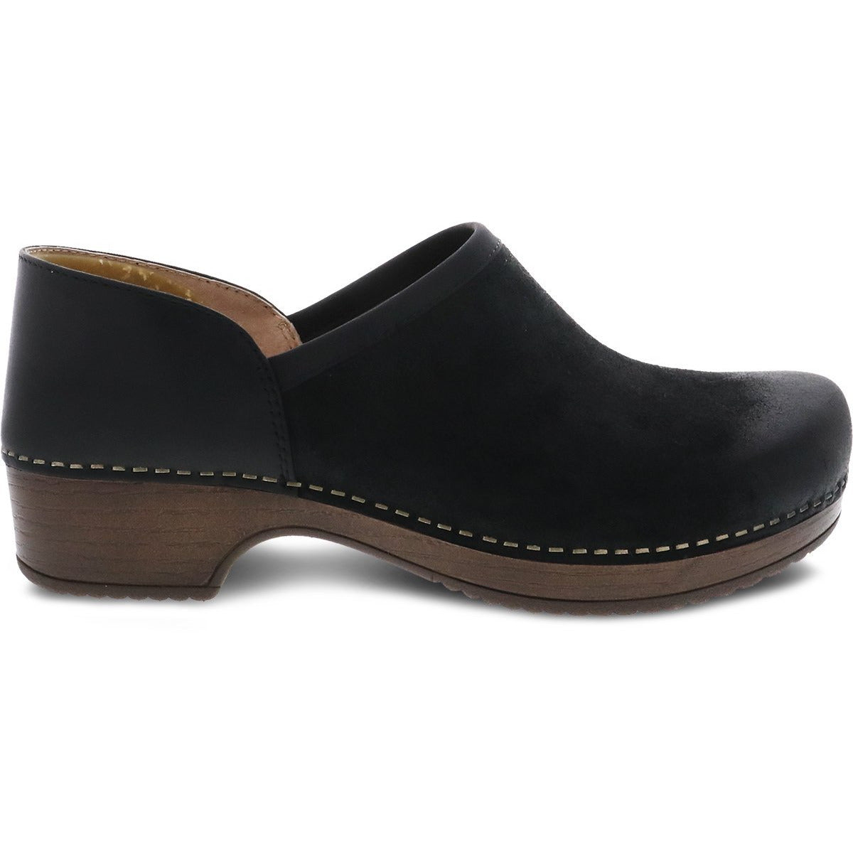 DANSKO BRENNA Black Burnished Suede Clogs - Comfortable Women's Slip-On Shoes for Nurses, Teachers & Healthcare Workers