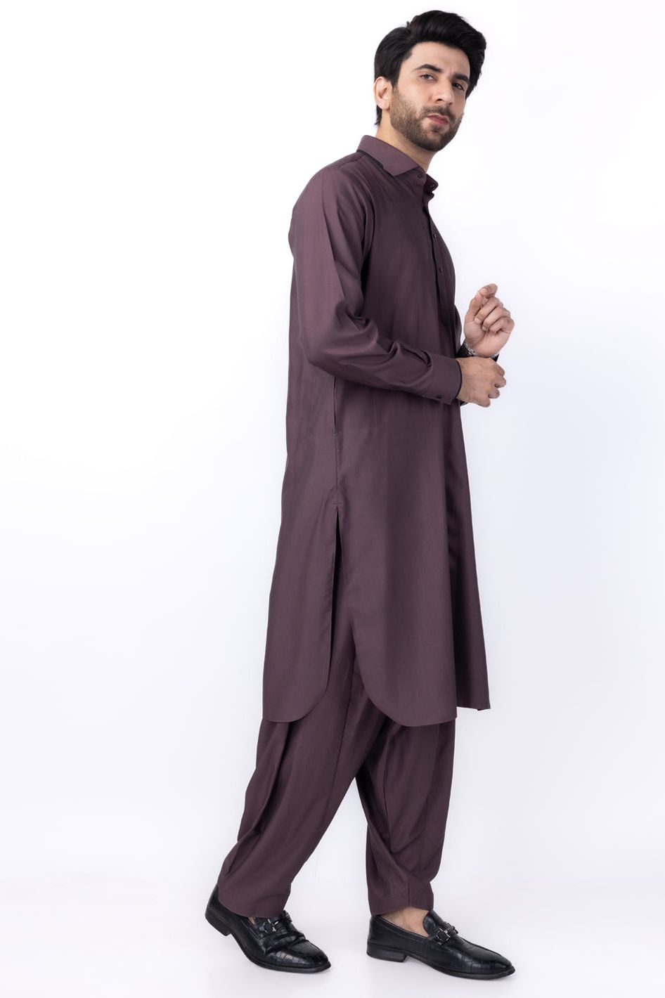 Stylish Blended Burgundy Kurta Shalwar Set by Almirah - Wasim Akram Collection | Traditional Pakistani Outfit for Men | Perfect for Eid, Weddings & Special Occasions