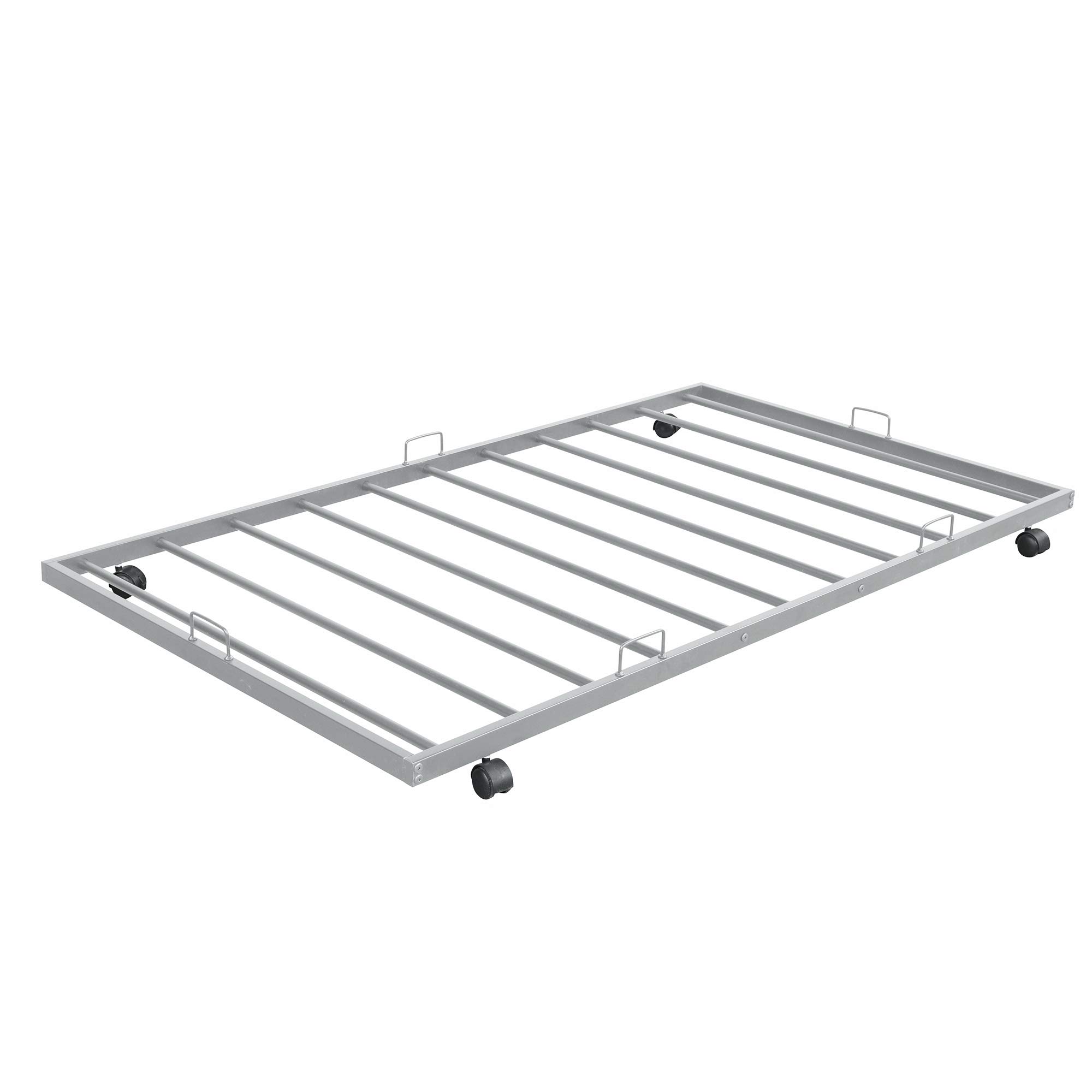 Metal Bunk Beds Twin Over Full Size with 2 Ladders & Trundle - Sturdy Space-Saving Bed Frame for Kids, Teens & Adults in Silver | Perfect for Small Bedrooms, Guest Rooms & Dormitories
