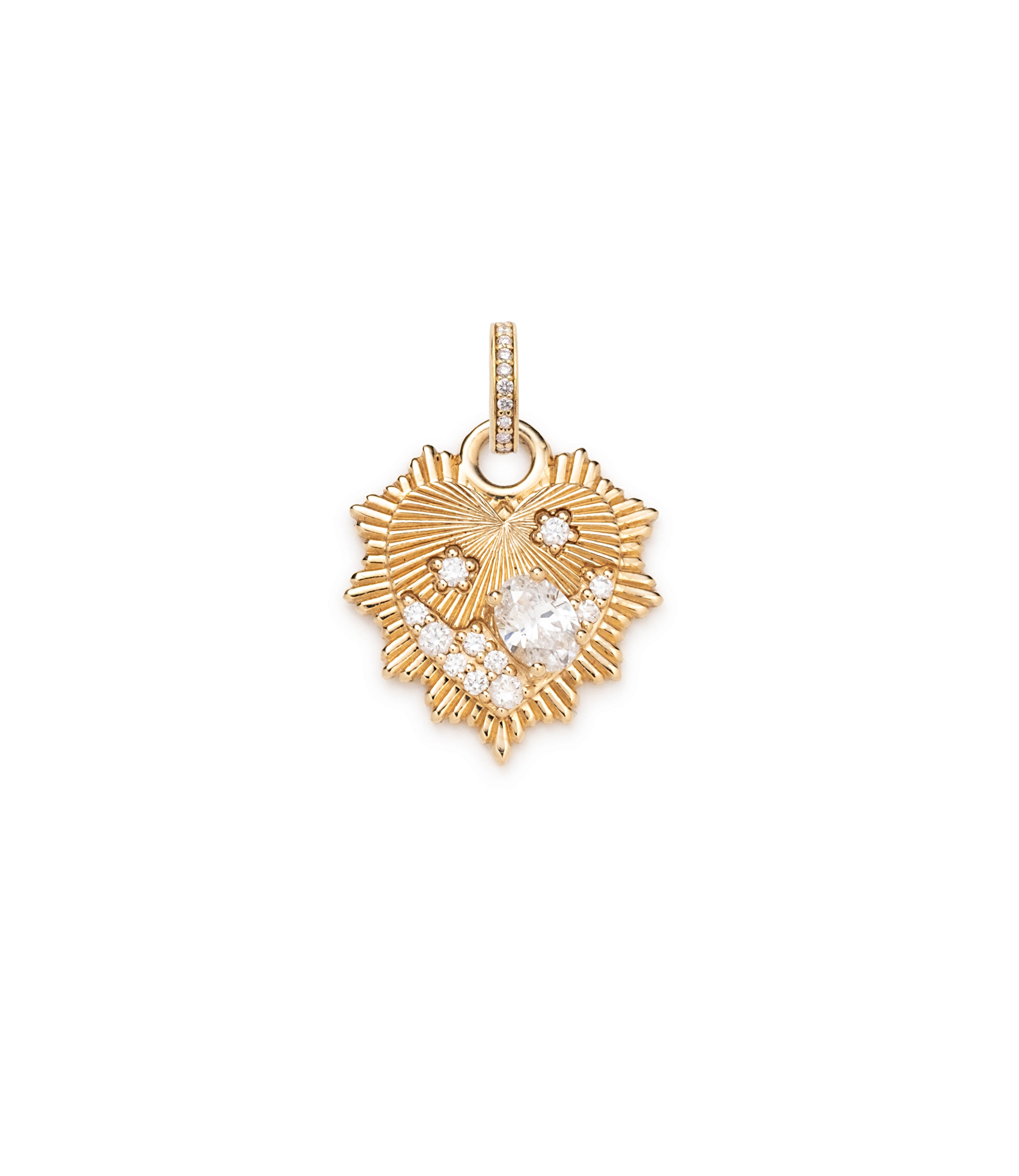 Heart Love Token Miniature Medallion Pendant - 14K Yellow Gold with Diamond Accents & Lobster Clasp | Romantic Gift for Anniversary, Valentine's Day & Special Occasions