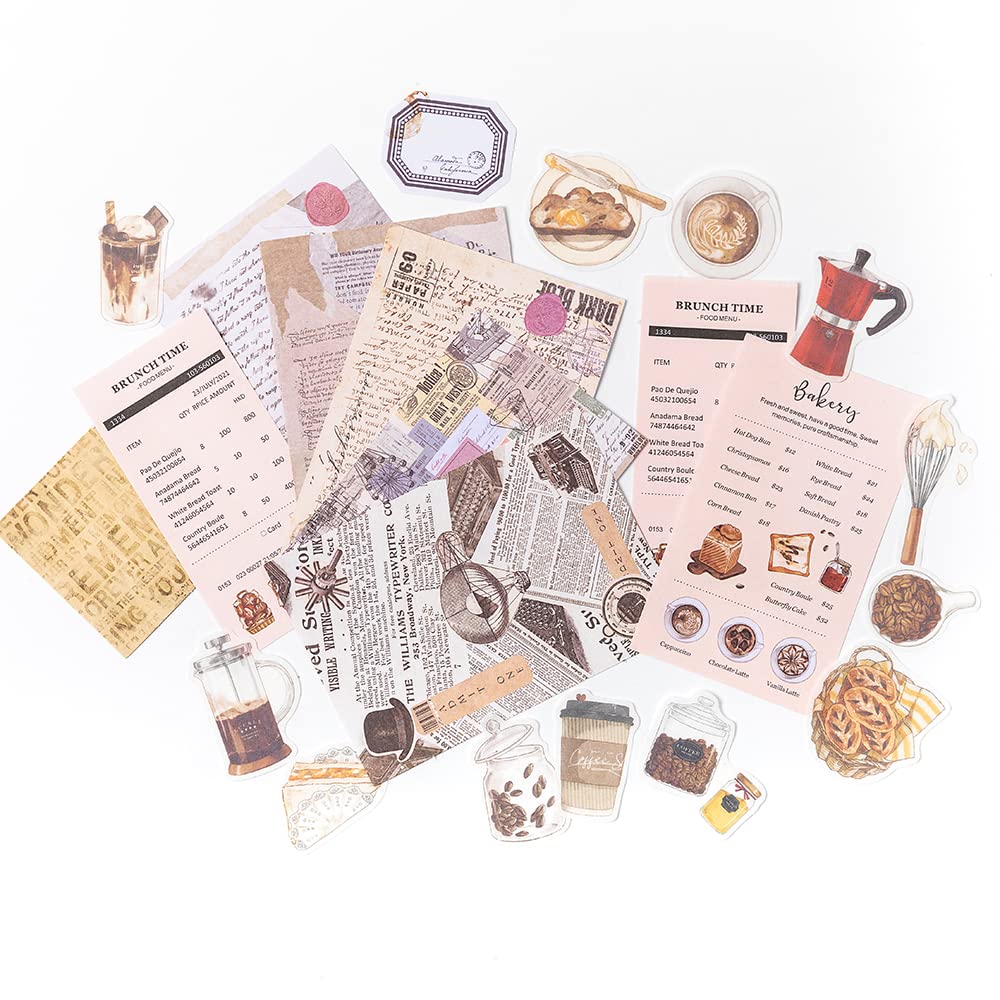 Vintage Scrapbooking Stickers Pack 260pcs - Retro DIY Journaling Supplies Kit, Scrapbook Paper Accessories with Coffee Theme Washi Stickers | Perfect for Bullet Journals, Planners, Gift Wrapping & Craft Projects