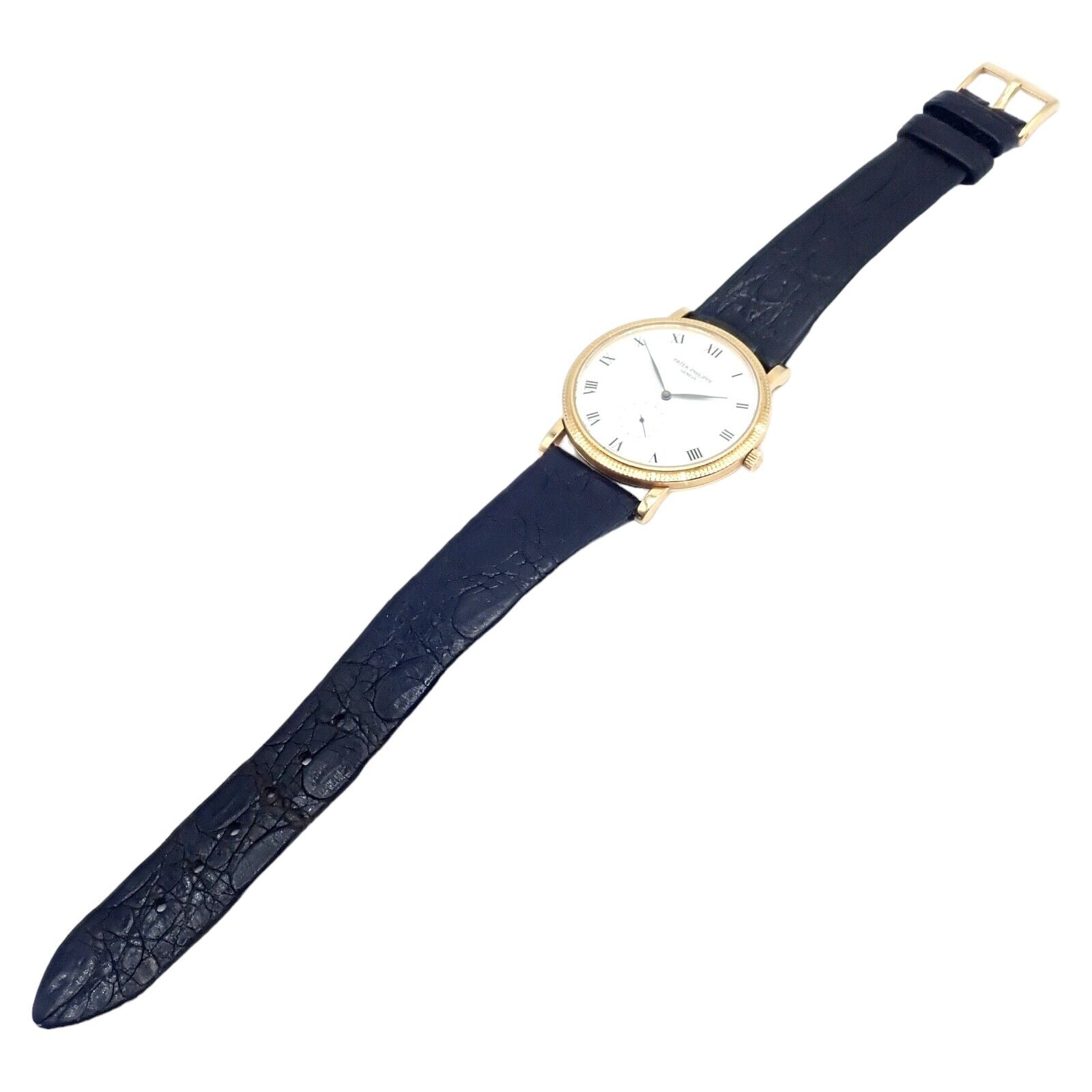 Patek Philippe Calatrava 18k Yellow Gold Men's Watch with Roman Dial - Manual Wind Luxury Dress Watch for Formal Events & Business Occasions