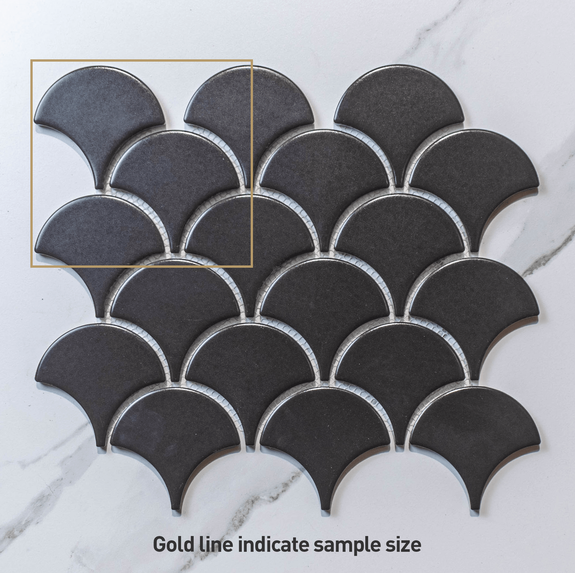 Crystal Black 74.5x70 Matt Fish Scale Tile (per Sheet) - Perfect for Bathroom Backsplash, Kitchen Wall Decor, and Modern Interior Design