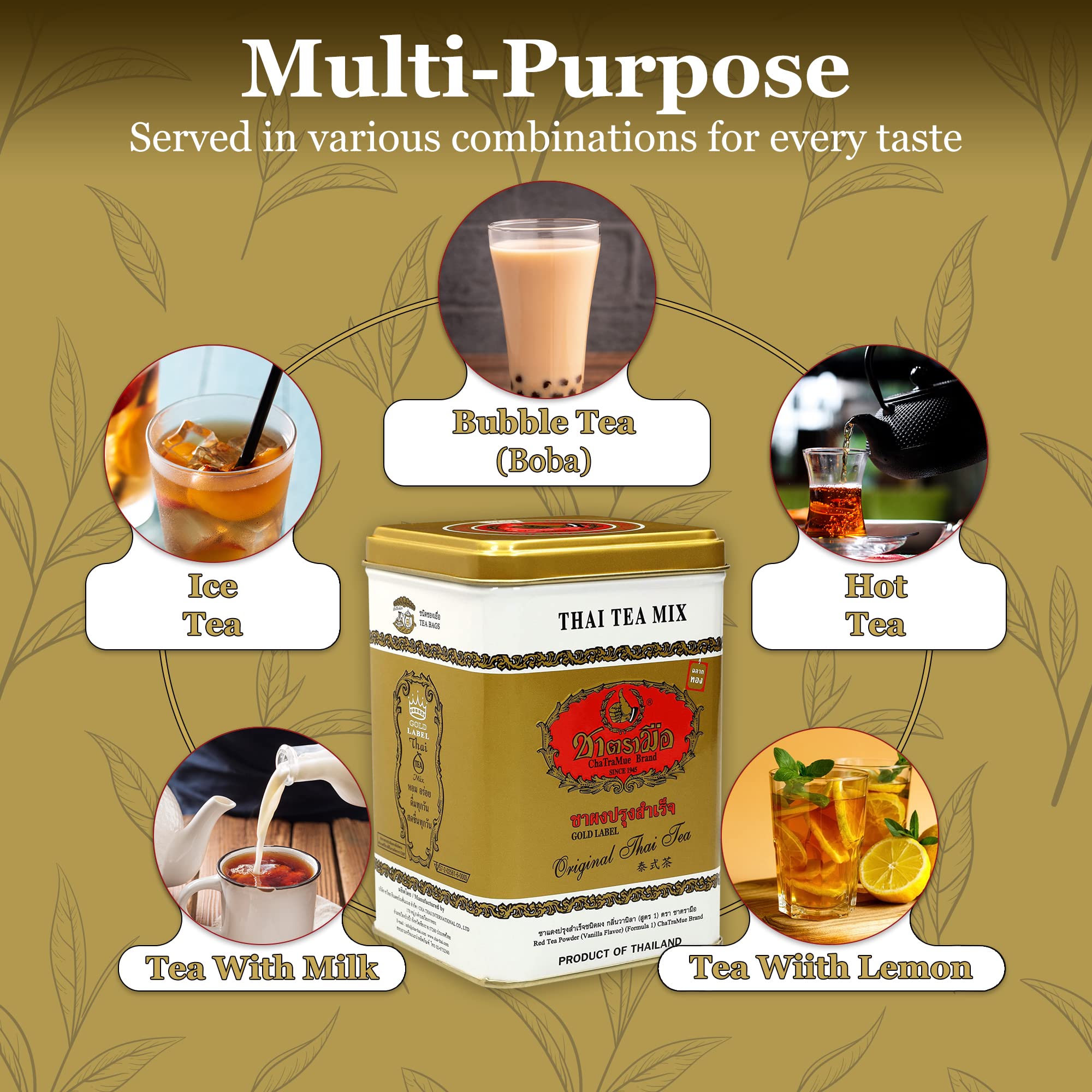 Premium Thai Tea Bags - Authentic Extra Gold Blend for Iced Tea, Milk Tea & Bubble Tea | Strong Bold Flavor | Traditional Thailand Recipe | Restaurant Quality (50 Count, 0.09oz Each) - Perfect for Home Brewing, Cafes & Bubble Tea Shops