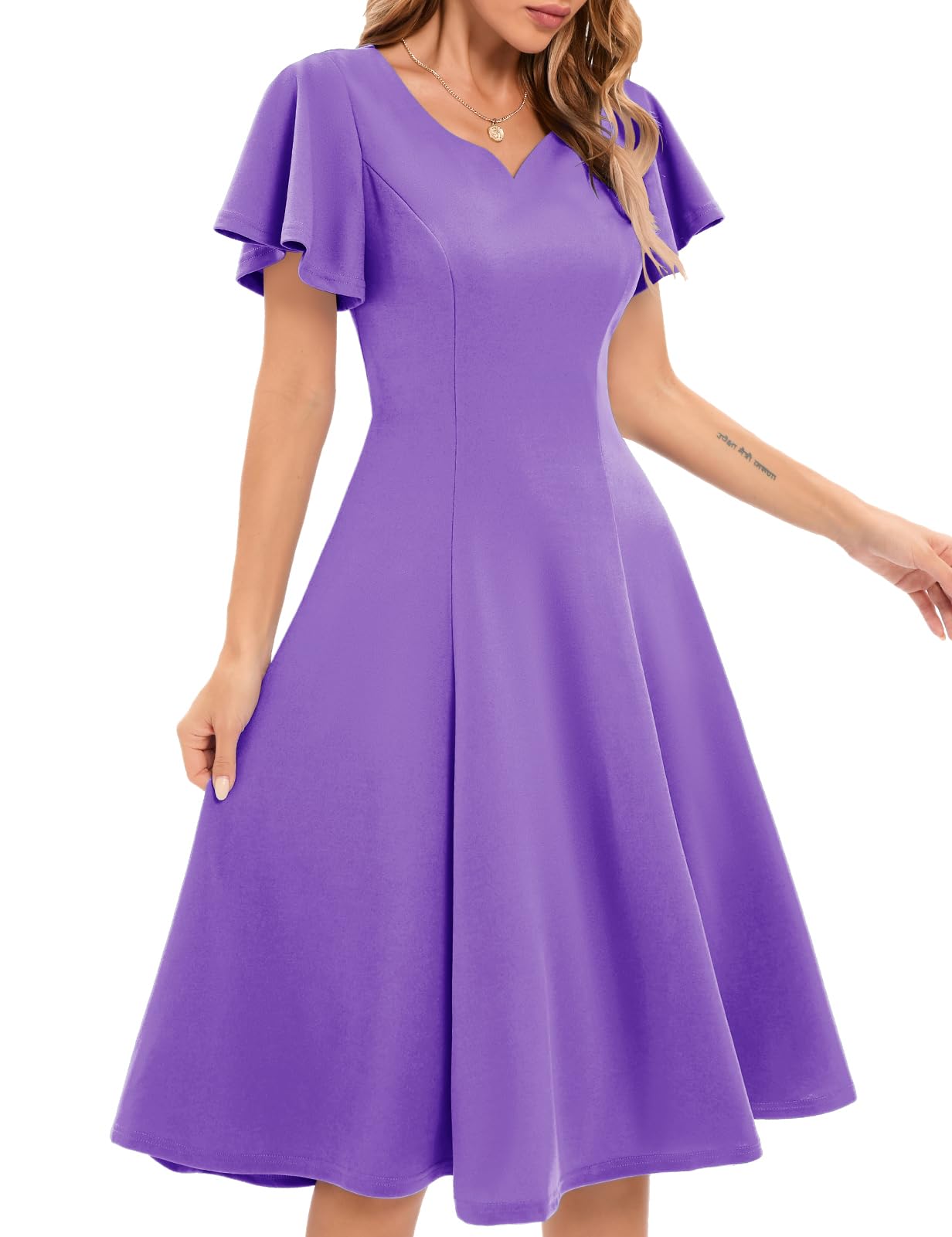 Vintage Short Sleeve Wedding Guest Dress for Women - Elegant Fit and Flare Cocktail Dress for Tea Party, Bridal Shower & Formal Occasions