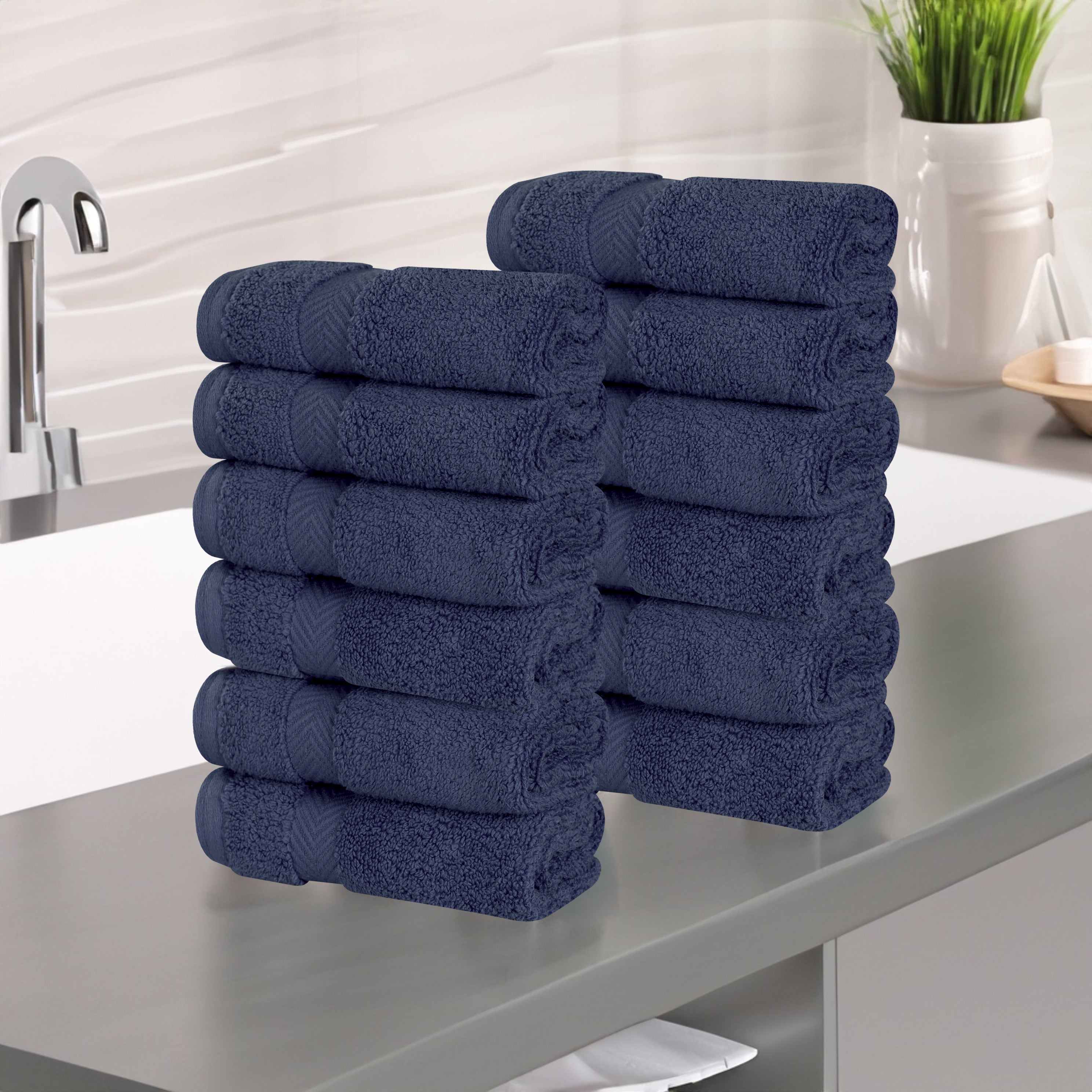12 Pack Zero Twist Cotton Ultra Soft Face Towels & Washcloths | Premium Bath & Spa Essentials for Gentle Skincare, Makeup Removal & Baby Care