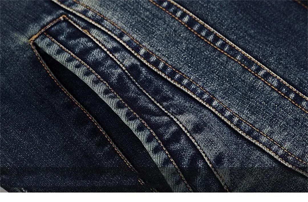**Men's Distressed Ripped Slim Fit Denim Jacket – Plus Size Spring Trucker Bomber Coat for Casual & Streetwear Outfits**