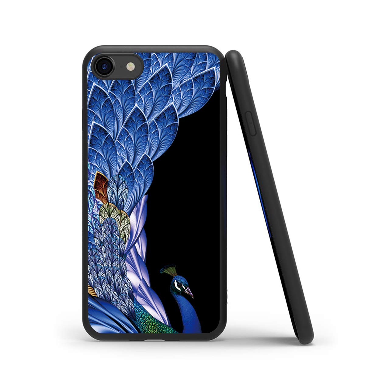 Premium Shockproof Silicone Case for iPhone SE 2022/SE 2020/iPhone 8/iPhone 7 - Ultra Slim Soft Gel Cover with Stylish Peacock Pattern - Protective Bumper Skin for Everyday Use, Travel & Outdoor Activities