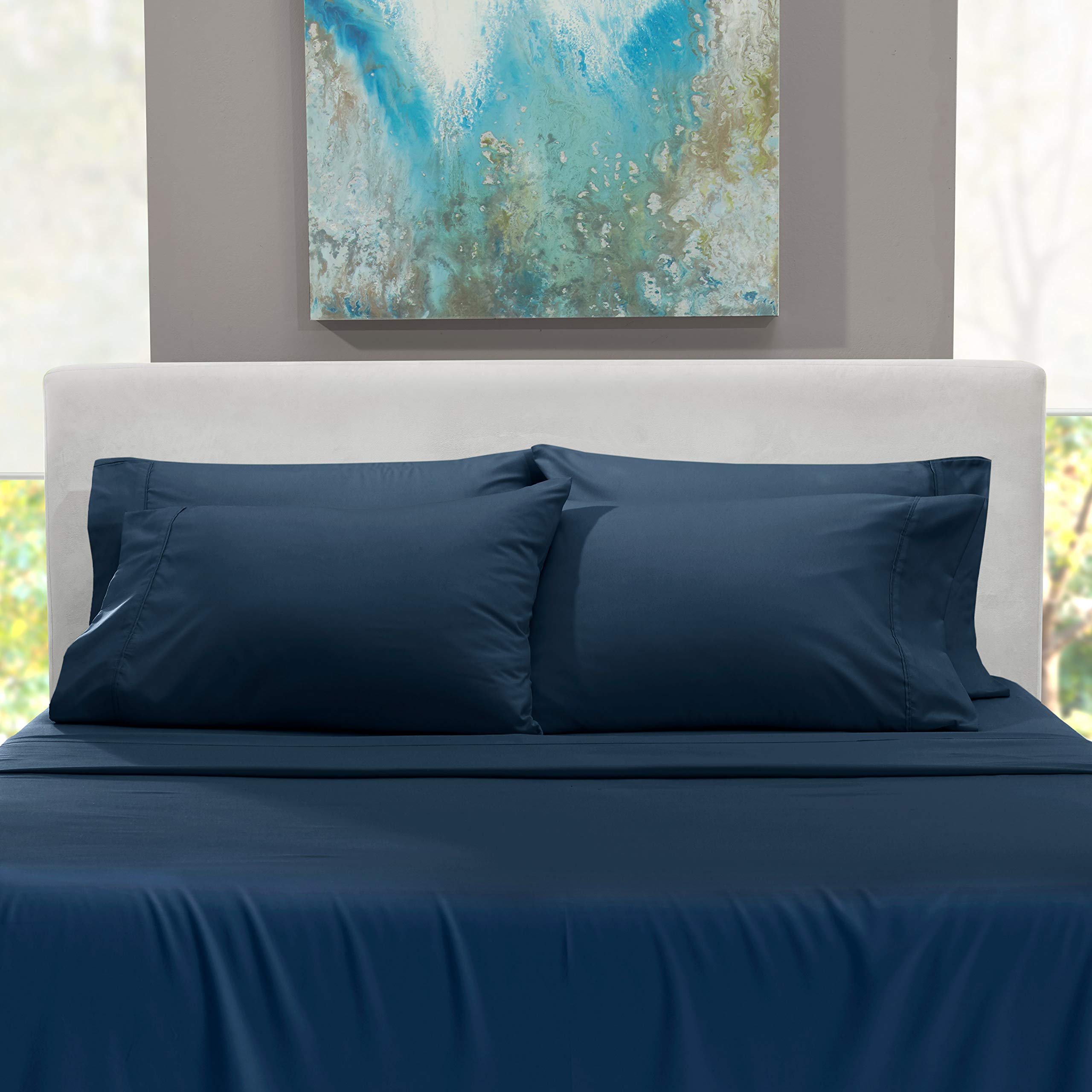 Premium 6-Piece Short Queen Sheet Set - 100% Cotton 800 Thread Count Ultra Soft Bedding - Deep Pocket (24