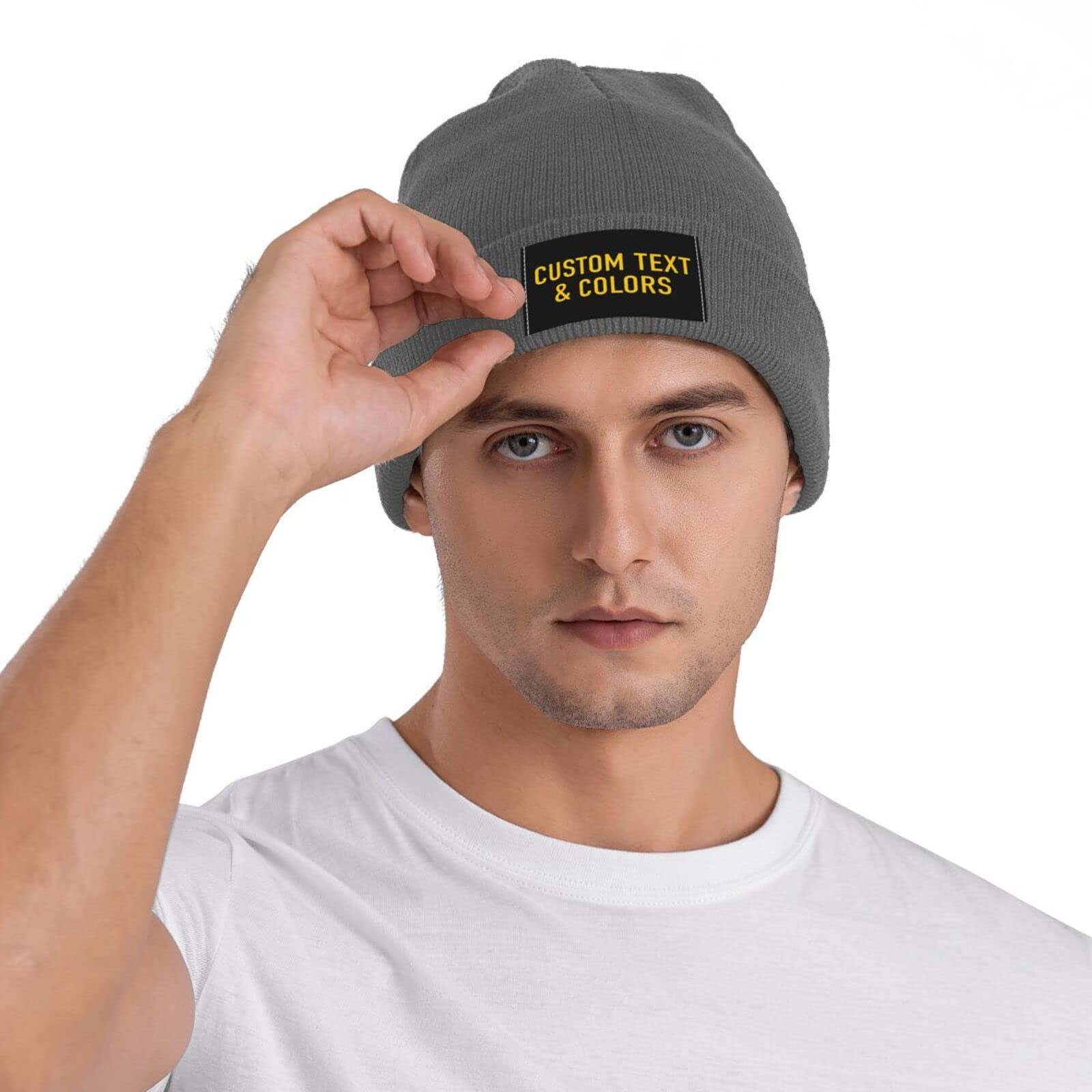 Custom Knit Beanies for Men & Women - Personalized Winter Hats with Text, Photo & Name Embroidery - Warm Fleece-Lined Beanie for Skiing, Snowboarding & Outdoor Activities