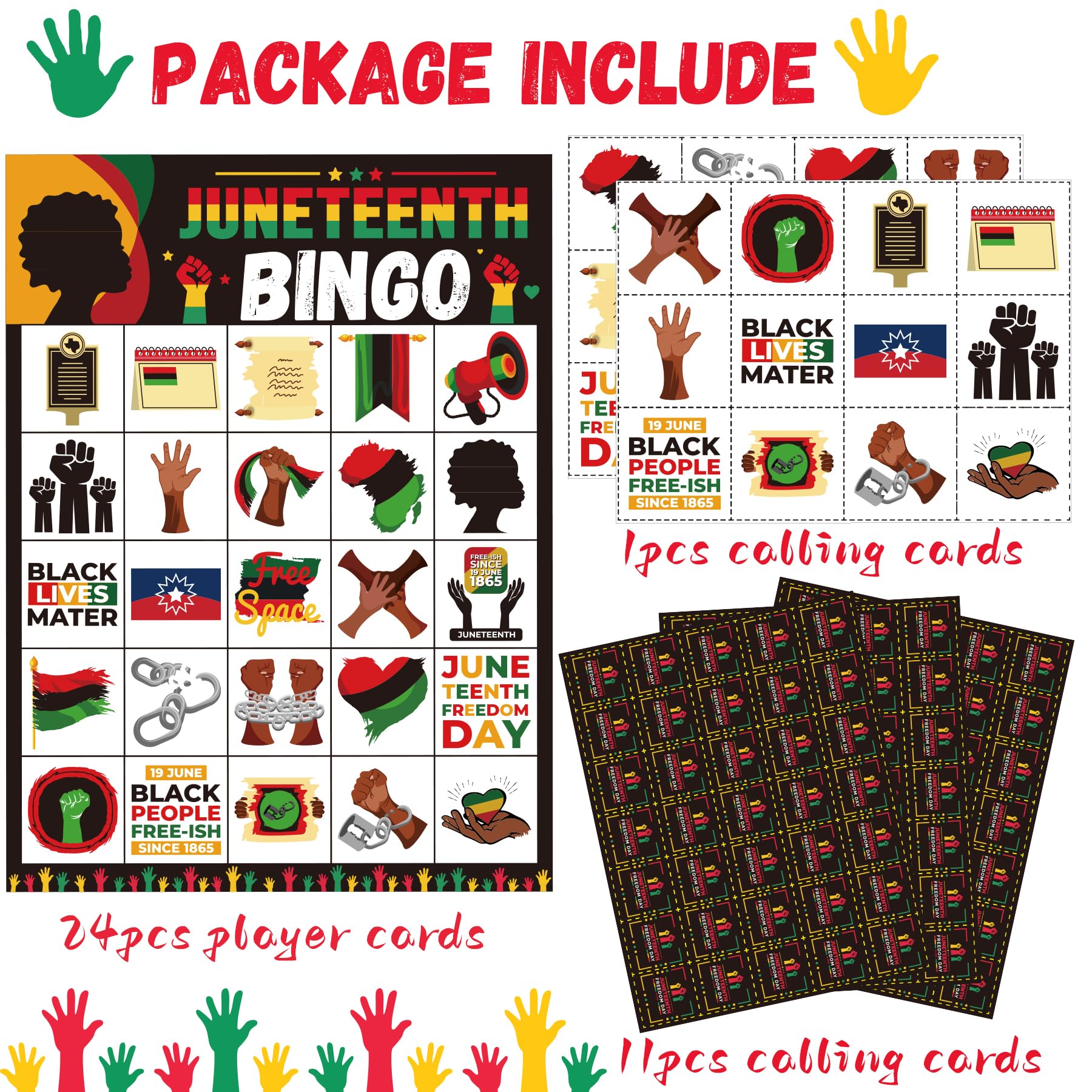 Juneteenth Bingo Game Set - 24 Player Cards for Adults, Juneteenth Party Games & Trivia Activities - Perfect for Juneteenth Celebrations, Family Gatherings & Cultural Events