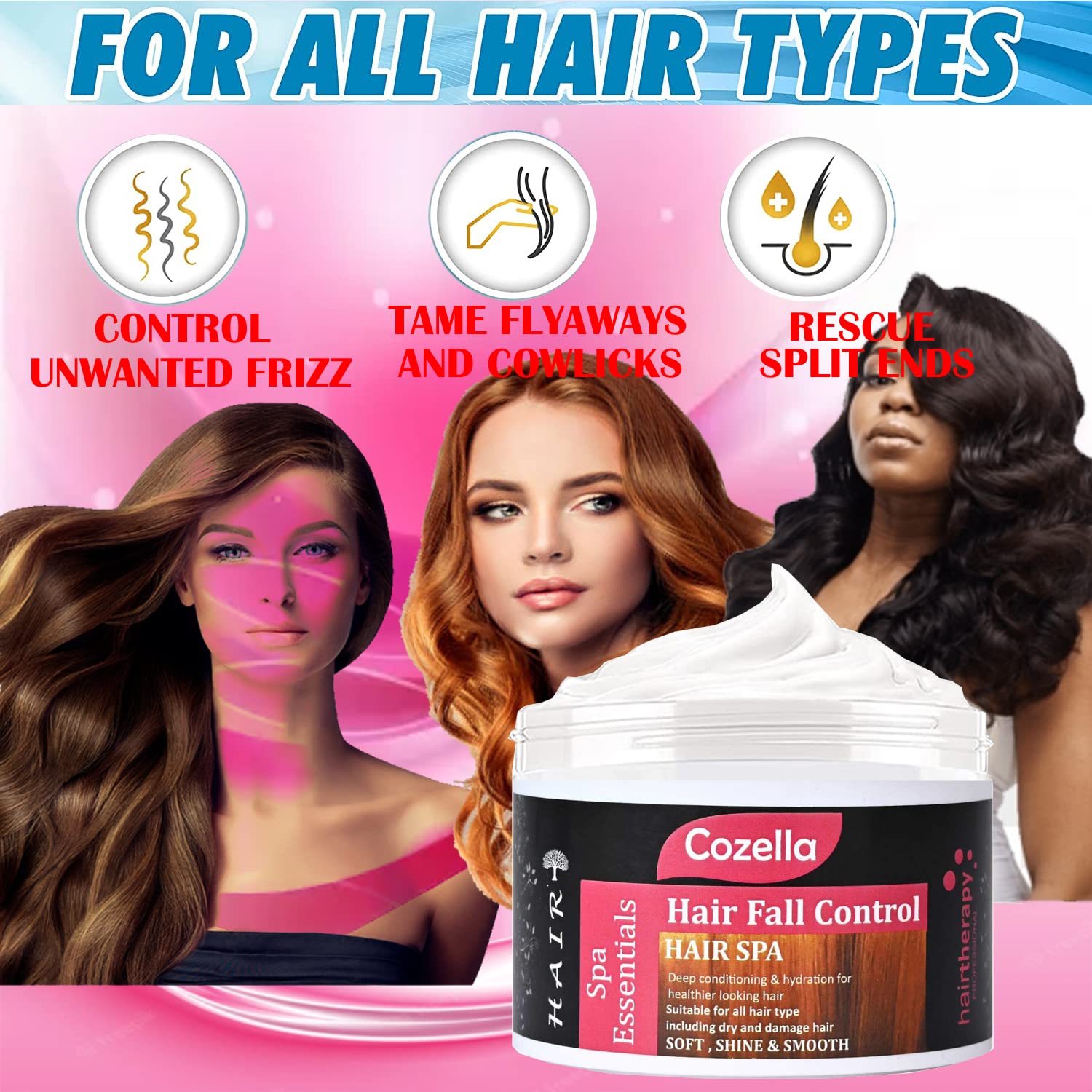 Cozella Hair Fall Control Hair SPA Treatment | Sulfate & Paraben Free Deep Conditioning Mask for Hydration & Healthier Hair (500ml) | Perfect for Damaged, Dry & Frizzy Hair Care Routine at Home