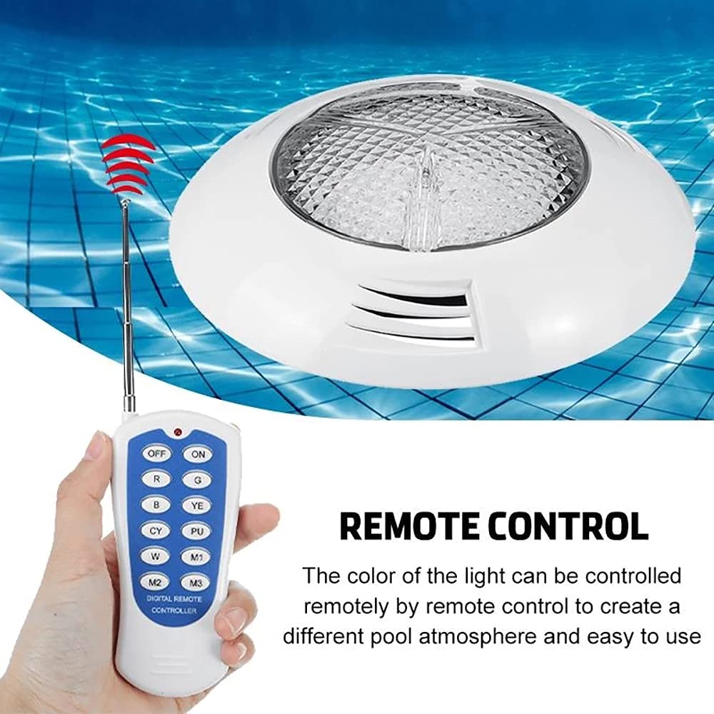 12W RGB LED Swimming Pool Underwater Light with Remote Control - IP68 Waterproof, Wall Mount, 12V - Perfect for Backyard Pools, Spas, and Landscape Lighting